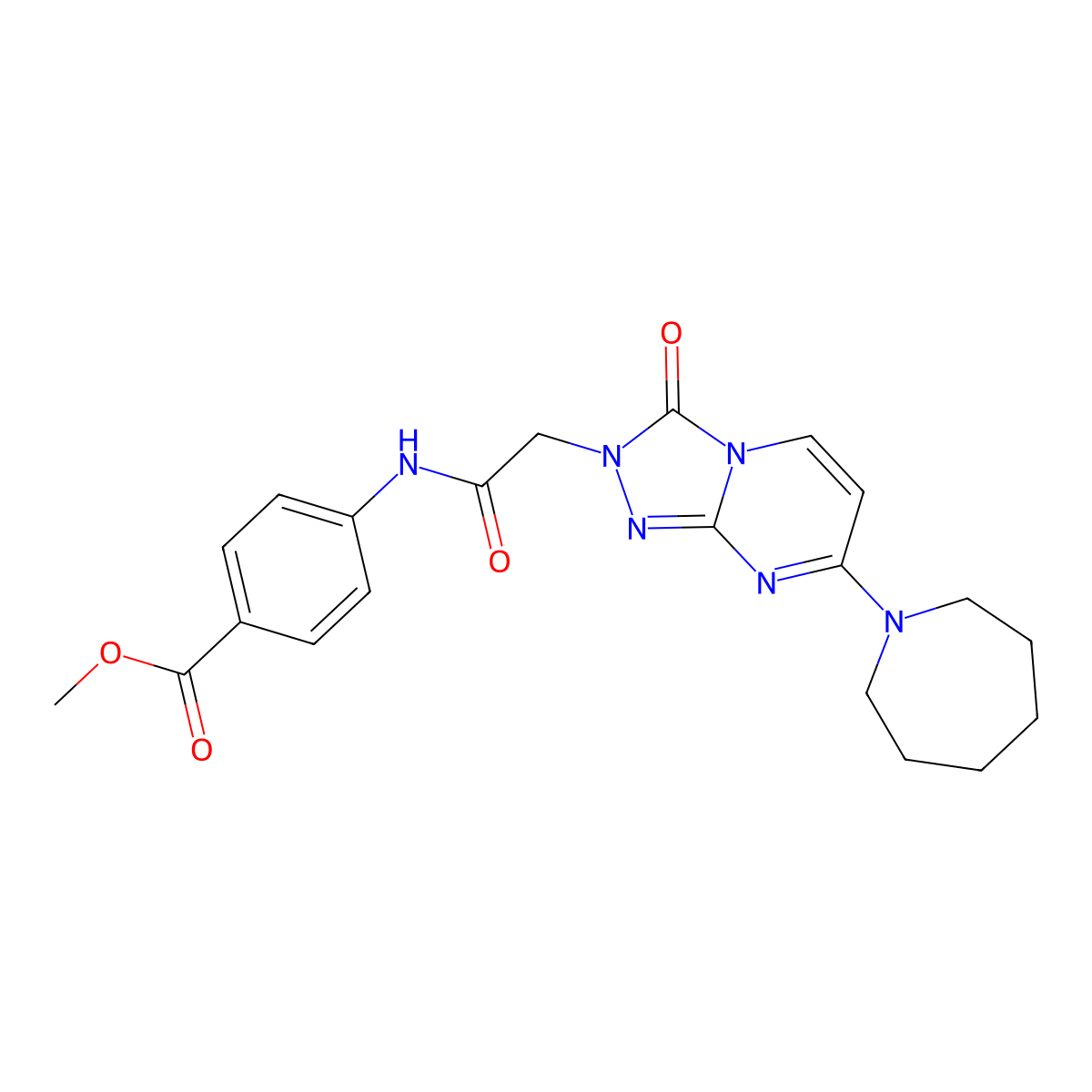 methyl 4-{2-[7-(azepan-1-yl)-3-oxo-2H,3H-[1,2,4]triazolo[4,3-a]pyrimidin-2-yl]acetamido}benzoate molecular structure, CAS 1251558-47-0