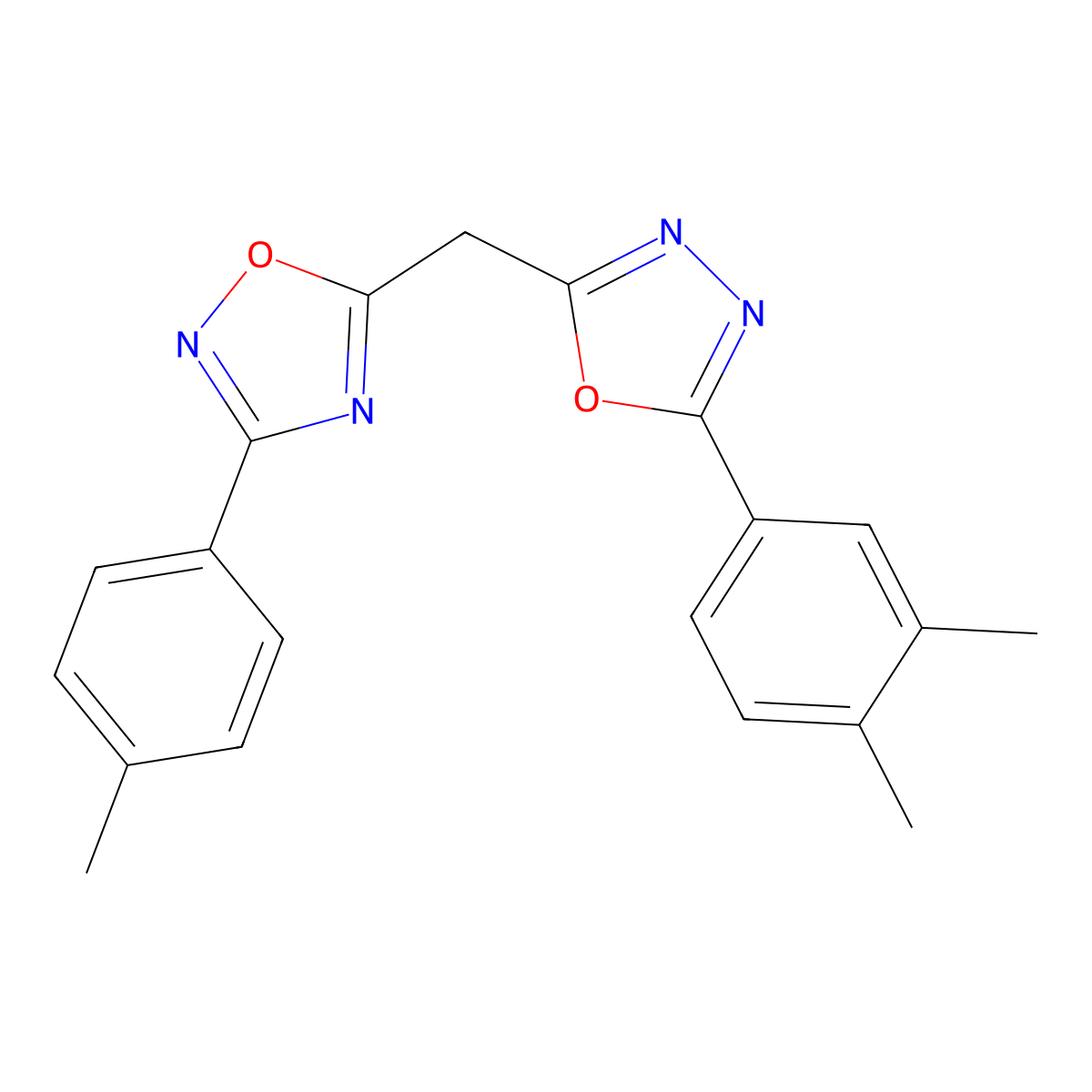 5-{[5-(3,4-Dimethylphenyl)-1,3,4-oxadiazol-2-yl]methyl}-3-(4-methylphenyl)-1,2,4-oxadiazole molecular structure, CAS 1251558-52-7