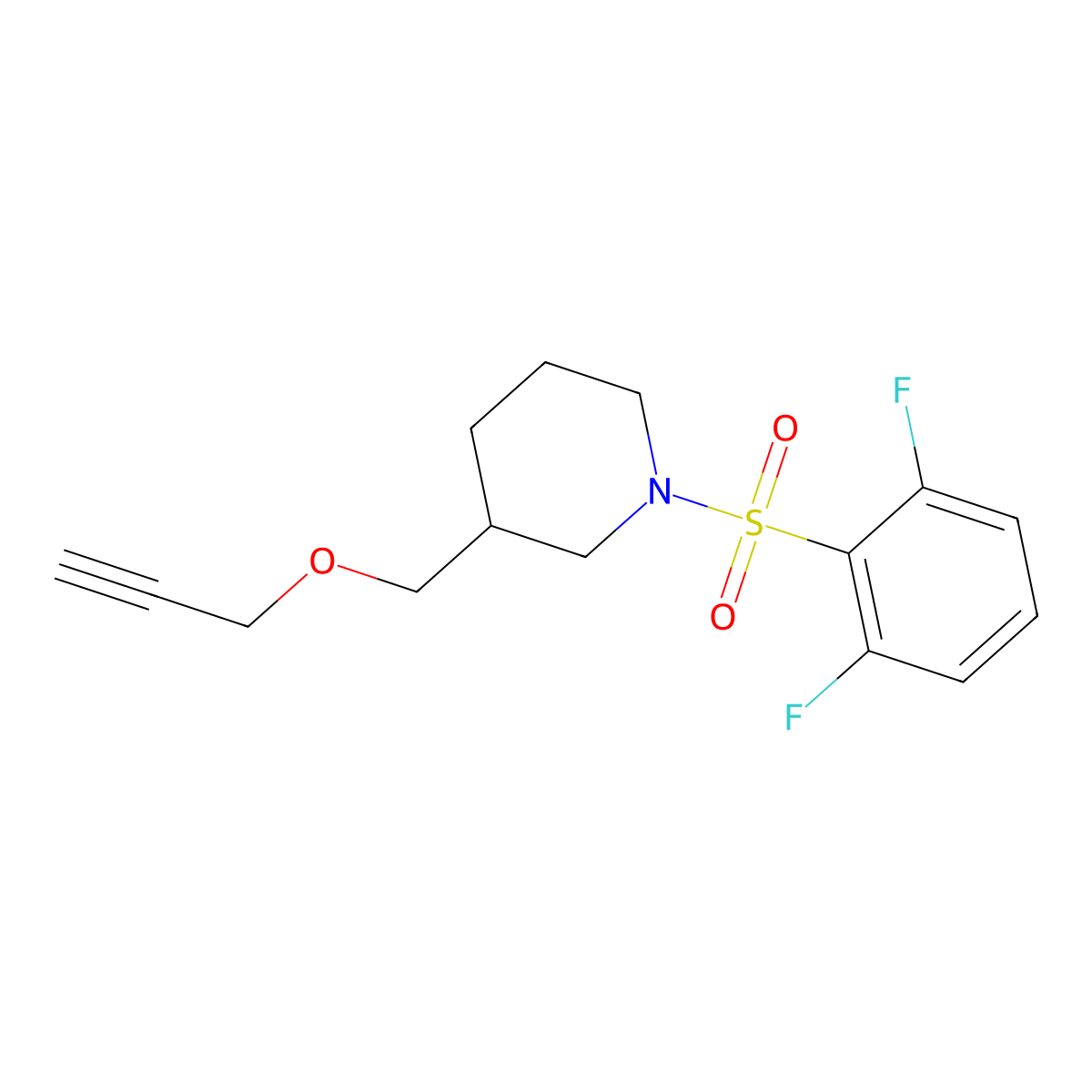 1-(2,6-Difluorobenzenesulfonyl)-3-[(prop-2-yn-1-yloxy)methyl]piperidine molecular structure, CAS 1251558-57-2