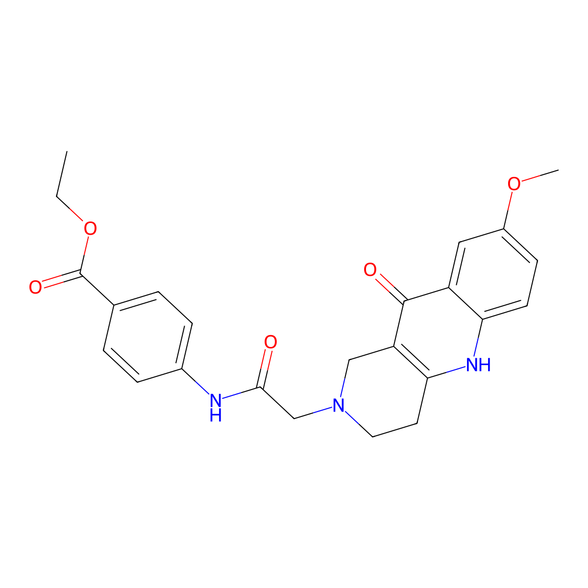 ethyl 4-(2-(8-methoxy-10-oxo-3,4-dihydrobenzo[b][1,6]naphthyridin-2(1H,5H,10H)-yl)acetamido)benzoate molecular structure, CAS 1251558-73-2