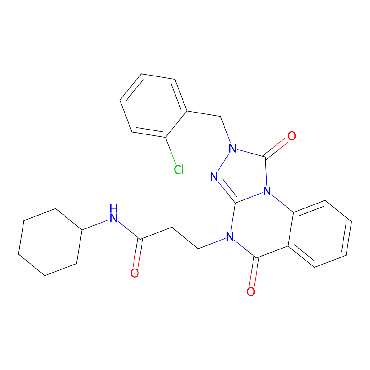 3-(2-(2-chlorobenzyl)-1,5-dioxo-1,2-dihydro-[1,2,4]triazolo[4,3-a]quinazolin-4(5H)-yl)-N-cyclohexylpropanamide molecular structure, CAS 1251558-78-7