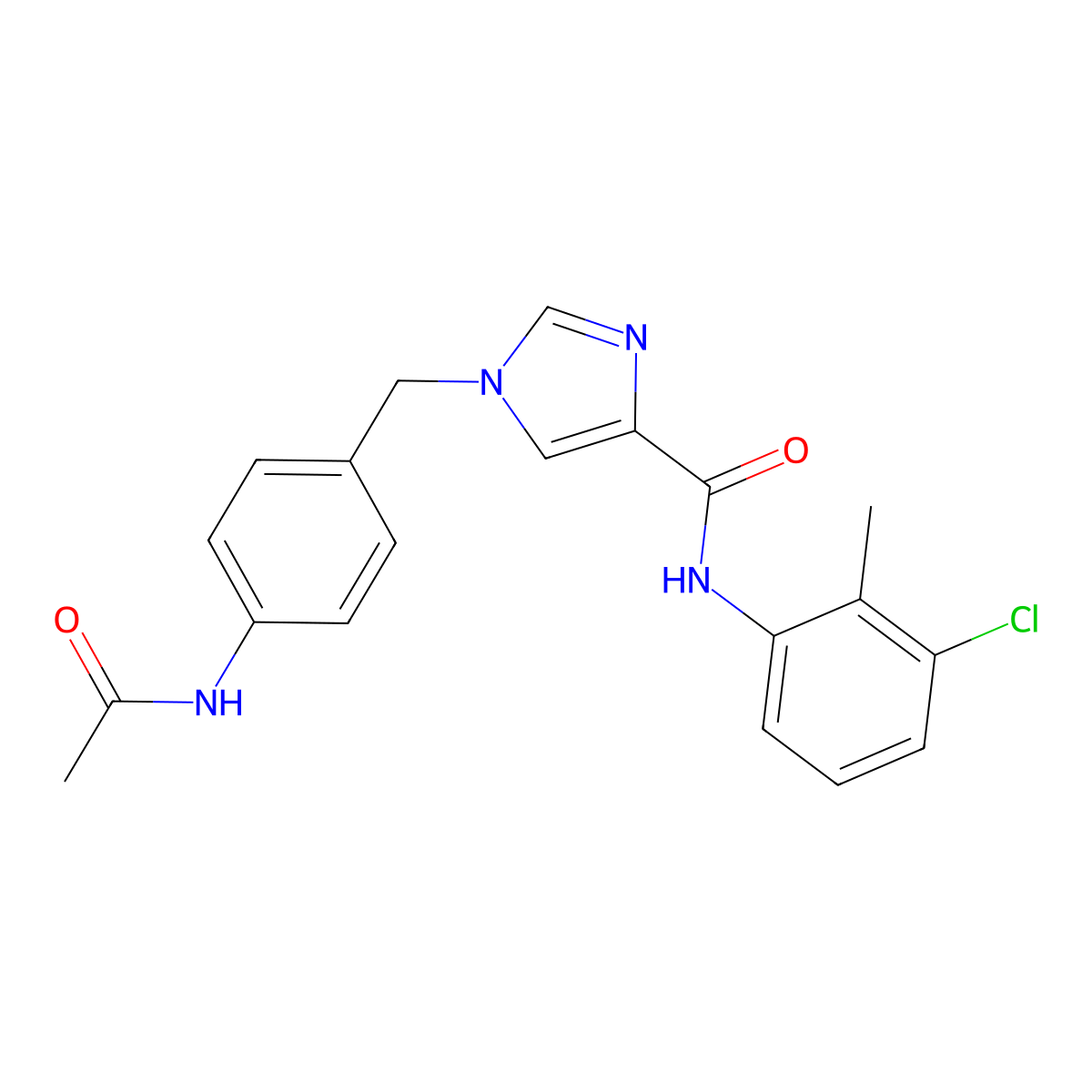 1-(4-acetamidobenzyl)-N-(3-chloro-2-methylphenyl)-1H-imidazole-4-carboxamide molecular structure, CAS 1251558-79-8