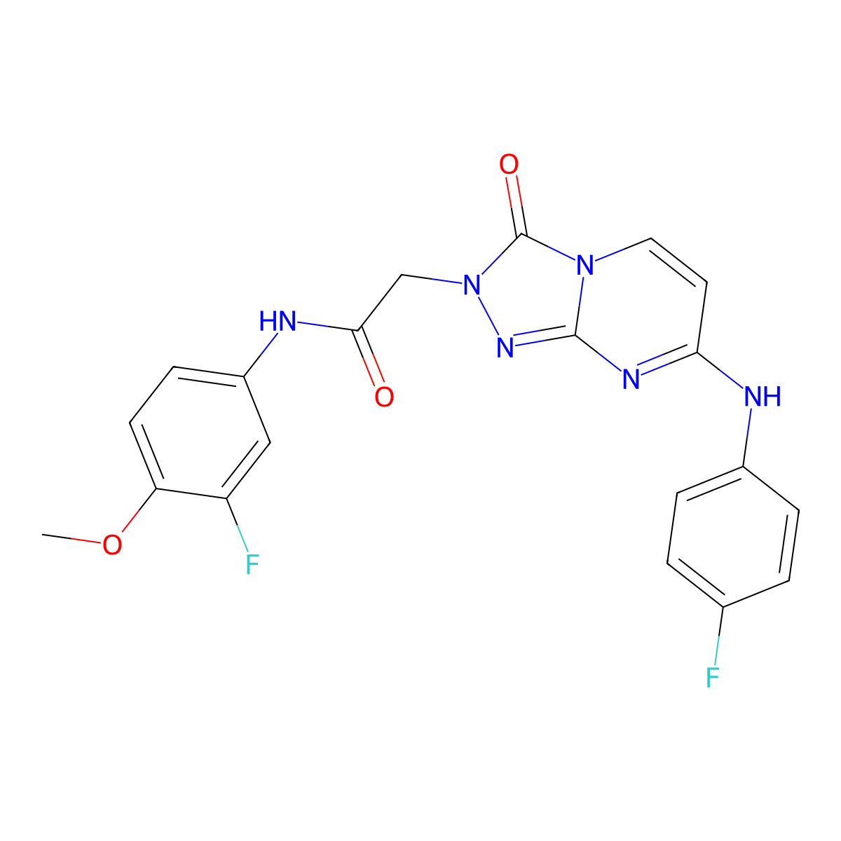2-[7-(4-fluoroanilino)-3-oxo[1,2,4]triazolo[4,3-a]pyrimidin-2(3H)-yl]-N-(3-fluoro-4-methoxyphenyl)acetamide molecular structure, CAS 1251558-87-8