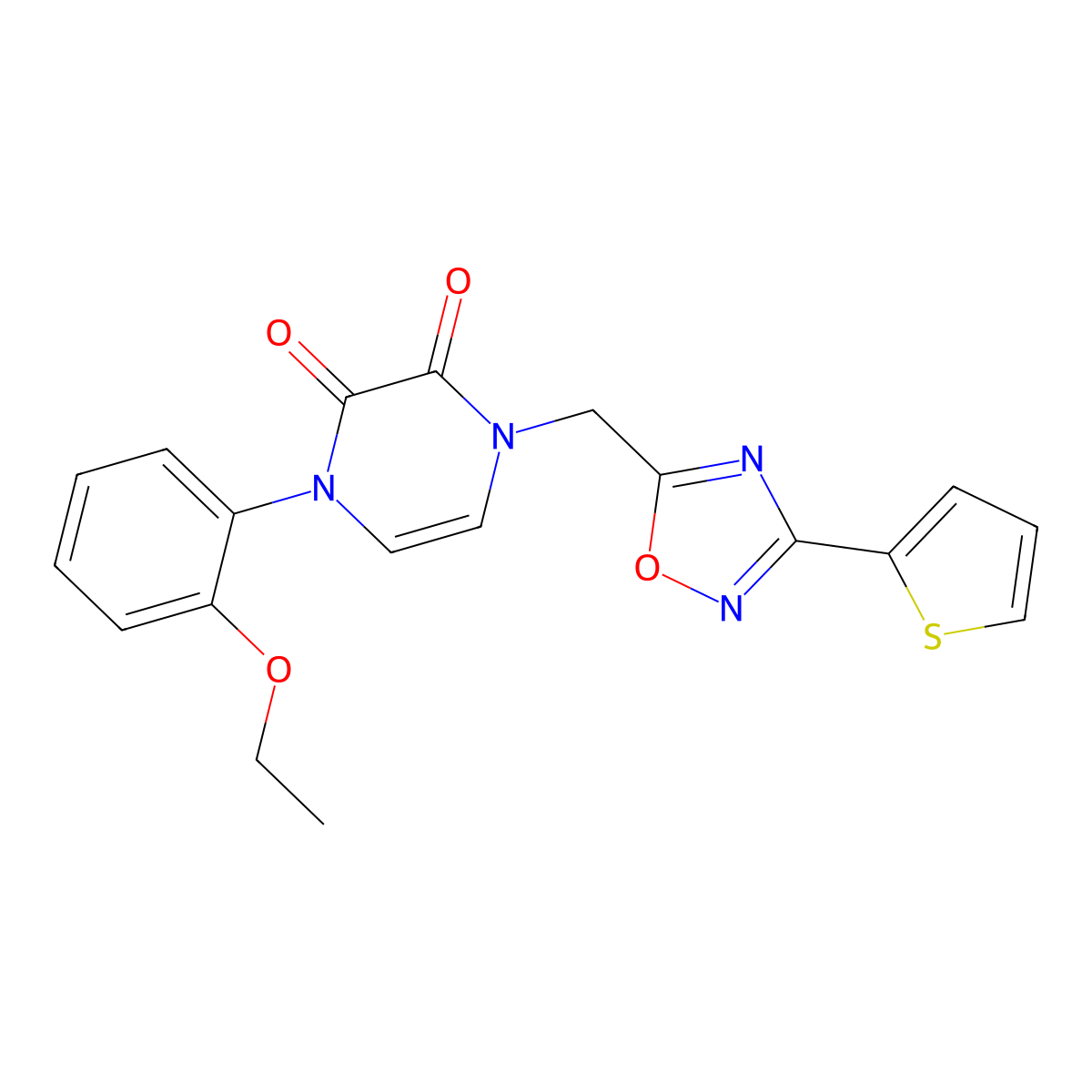 1-(2-ethoxyphenyl)-4-((3-(thiophen-2-yl)-1,2,4-oxadiazol-5-yl)methyl)pyrazine-2,3(1H,4H)-dione molecular structure, CAS 1251558-89-0