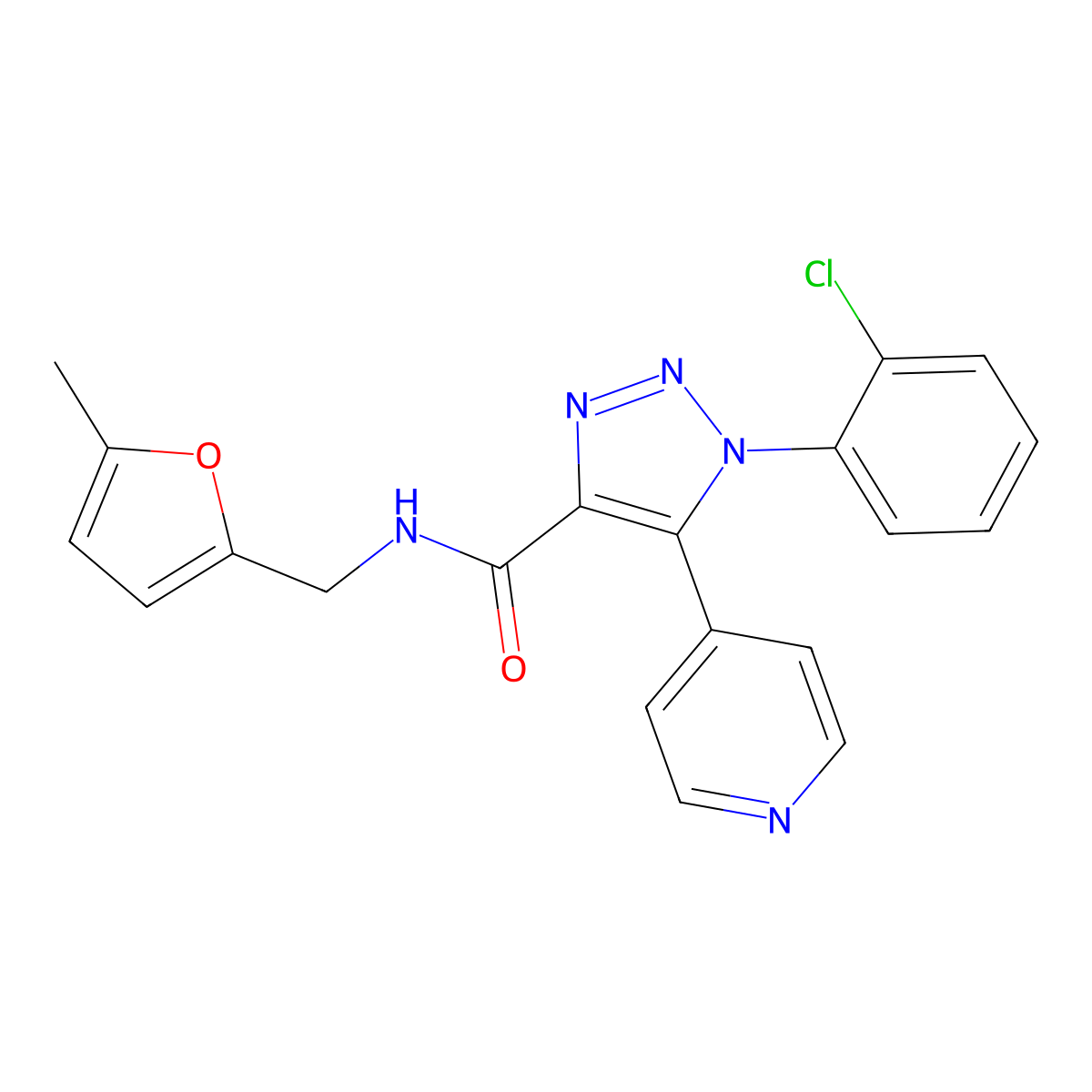 1-(2-chlorophenyl)-N-[(5-methylfuran-2-yl)methyl]-5-(pyridin-4-yl)-1H-1,2,3-triazole-4-carboxamide molecular structure, CAS 1251558-93-6