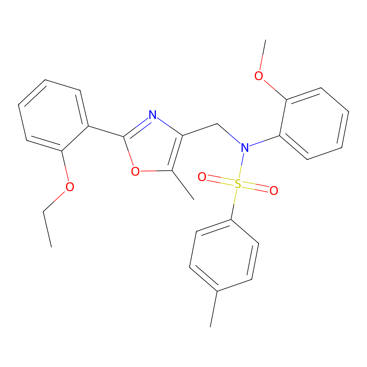 N-{[2-(2-ethoxyphenyl)-5-methyl-1,3-oxazol-4-yl]methyl}-N-(2-methoxyphenyl)-4-methylbenzene-1-sulfonamide molecular structure, CAS 1251558-95-8