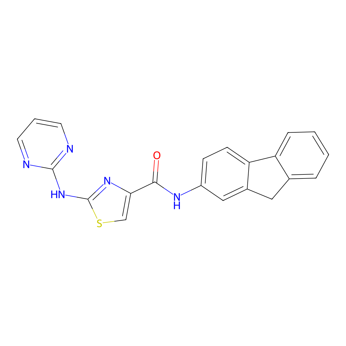 N-(9H-fluoren-2-yl)-2-(pyrimidin-2-ylamino)thiazole-4-carboxamide molecular structure, CAS 1251558-97-0