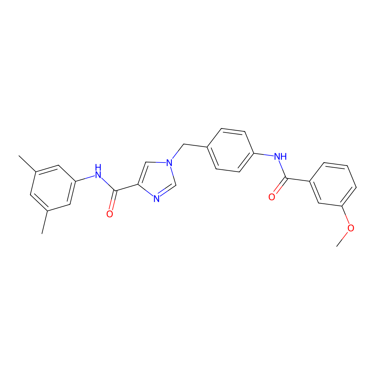 N-(3,5-dimethylphenyl)-1-{[4-(3-methoxybenzamido)phenyl]methyl}-1H-imidazole-4-carboxamide molecular structure, CAS 1251559-02-0