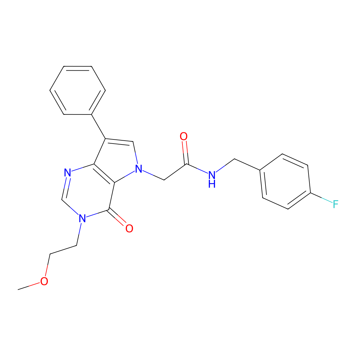 N-(4-fluorobenzyl)-2-[3-(2-methoxyethyl)-4-oxo-7-phenyl-3,4-dihydro-5H-pyrrolo[3,2-d]pyrimidin-5-yl]acetamide molecular structure, CAS 1251559-17-7