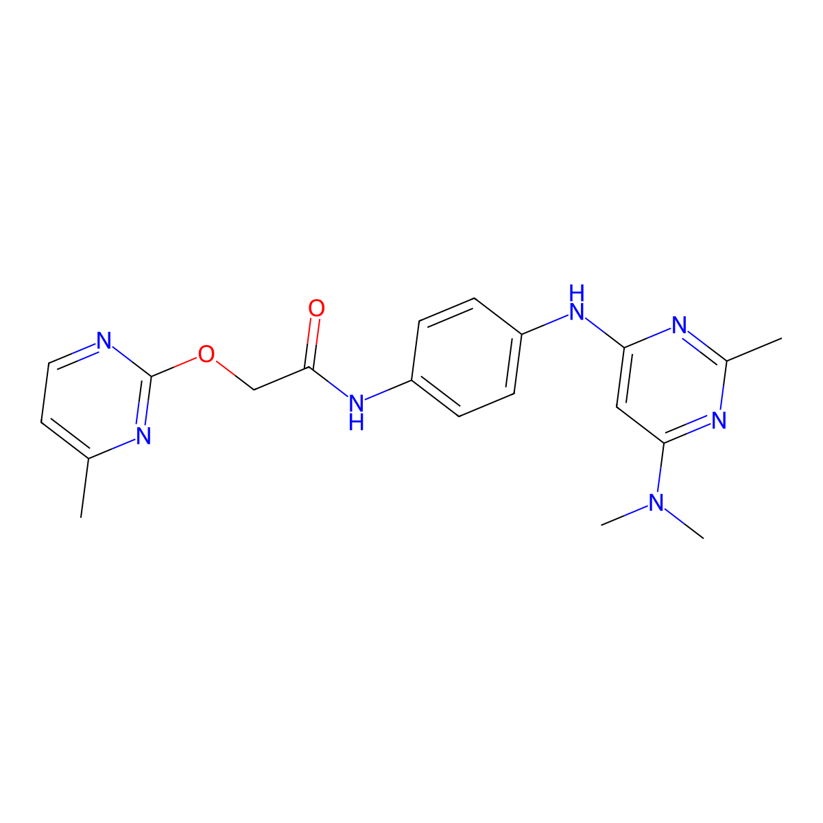 N-(4-{[6-(dimethylamino)-2-methylpyrimidin-4-yl]amino}phenyl)-2-[(4-methylpyrimidin-2-yl)oxy]acetamide molecular structure, CAS 1251559-20-2