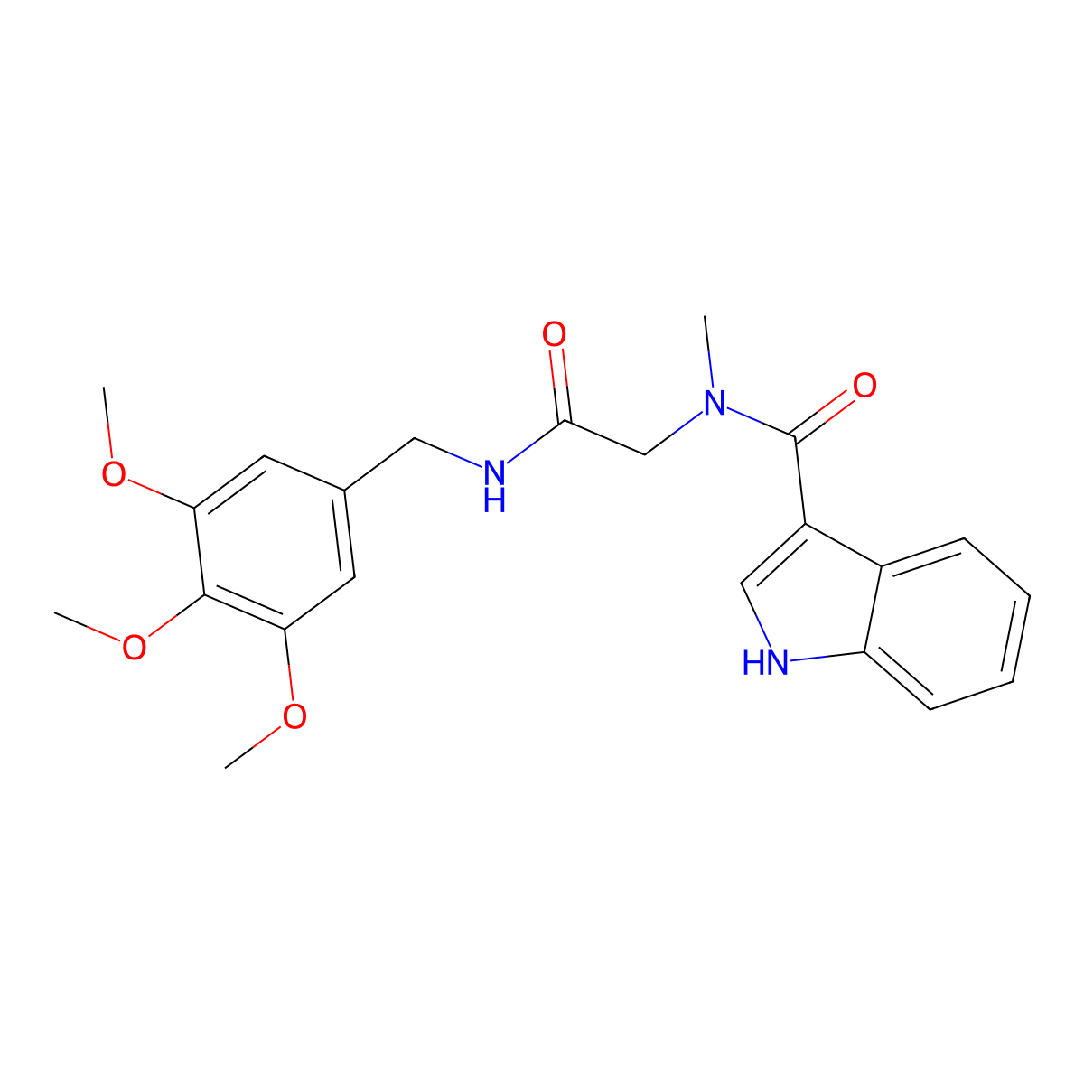 N-methyl-N-(2-oxo-2-((3,4,5-trimethoxybenzyl)amino)ethyl)-1H-indole-3-carboxamide molecular structure, CAS 1251559-30-4