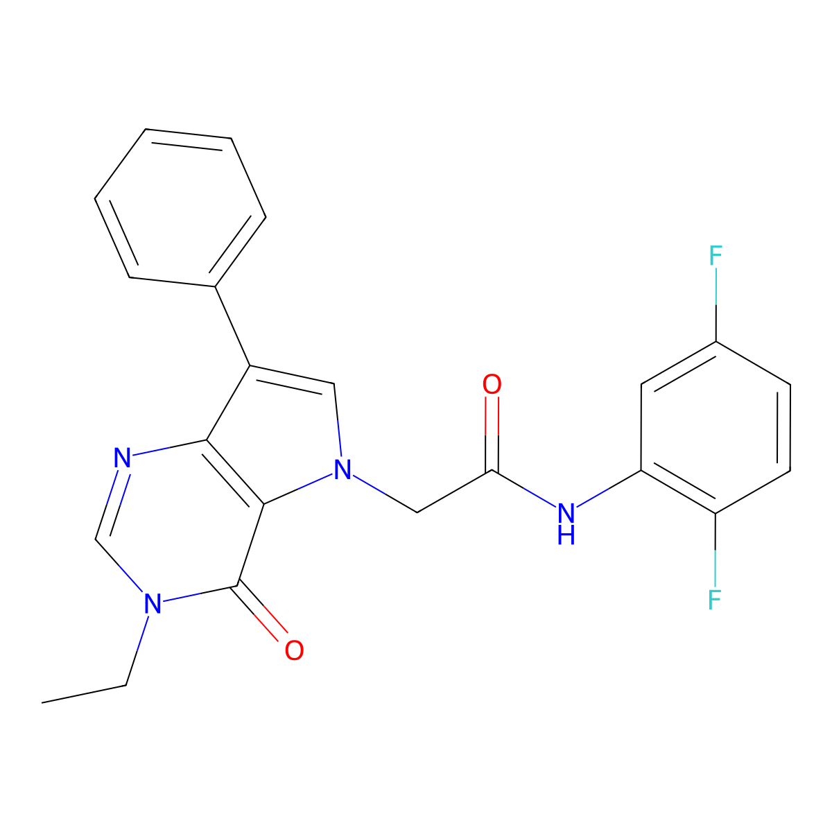 N-(2,5-difluorophenyl)-2-(3-ethyl-4-oxo-7-phenyl-3,4-dihydro-5H-pyrrolo[3,2-d]pyrimidin-5-yl)acetamide molecular structure, CAS 1251559-36-0