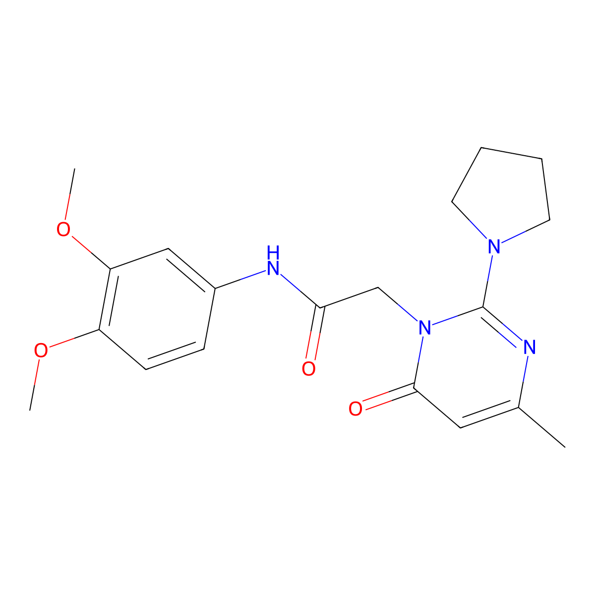 N-(3,4-dimethoxyphenyl)-2-[4-methyl-6-oxo-2-(pyrrolidin-1-yl)-1,6-dihydropyrimidin-1-yl]acetamide molecular structure, CAS 1251559-37-1