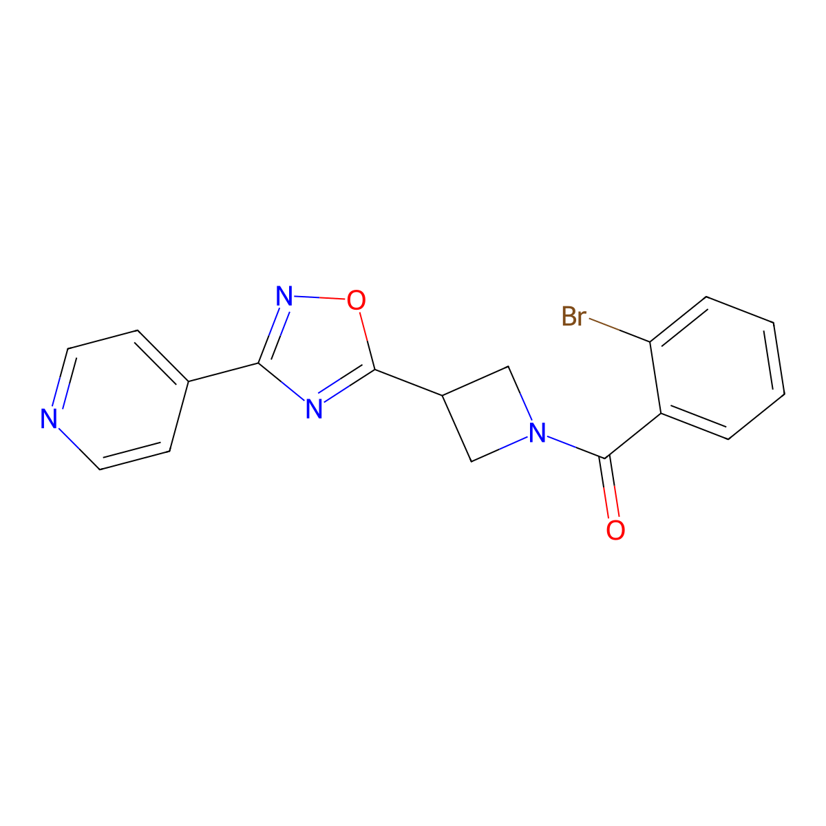 (2-Bromophenyl)(3-(3-(pyridin-4-yl)-1,2,4-oxadiazol-5-yl)azetidin-1-yl)methanone molecular structure, CAS 1251559-38-2