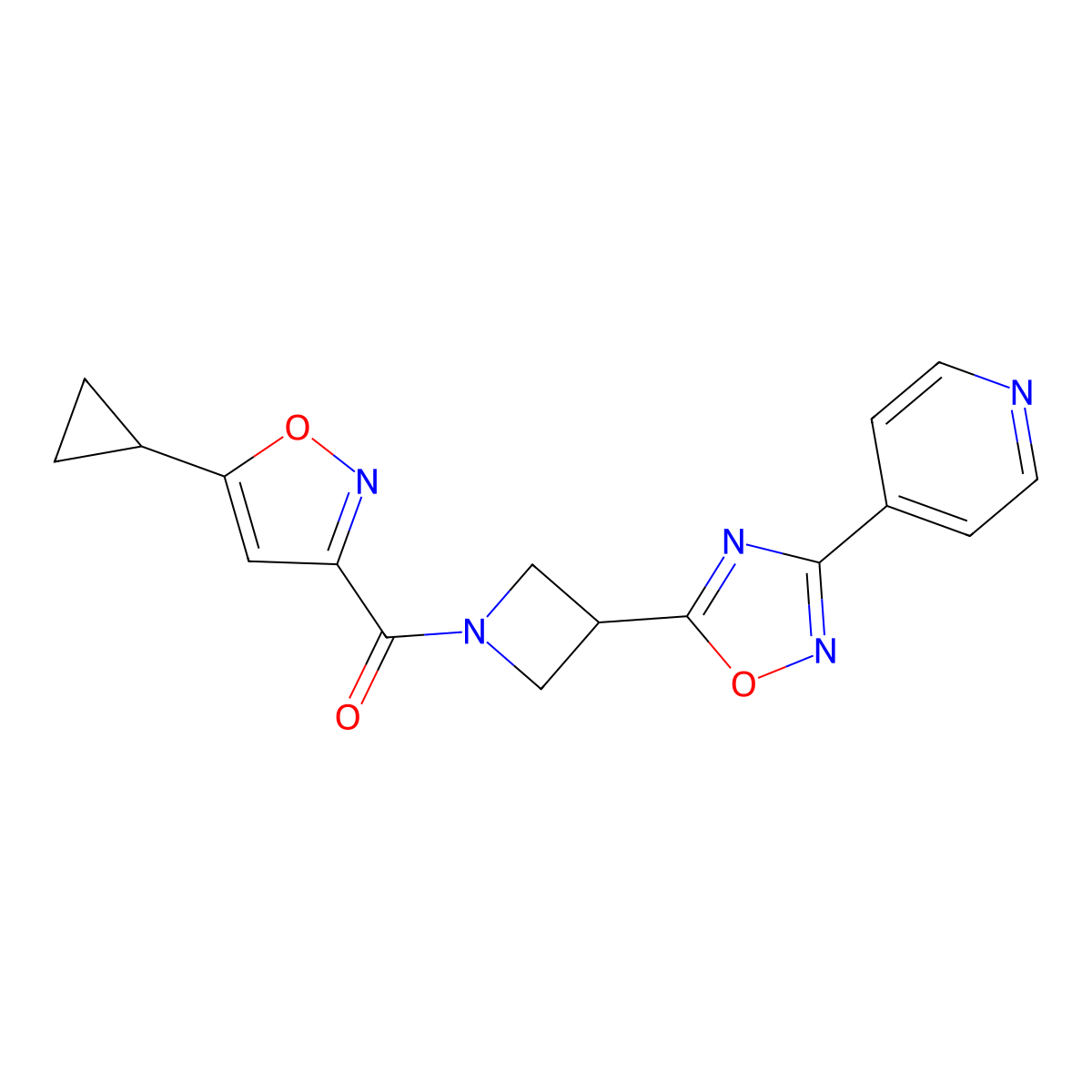 (5-Cyclopropylisoxazol-3-yl)(3-(3-(pyridin-4-yl)-1,2,4-oxadiazol-5-yl)azetidin-1-yl)methanone molecular structure, CAS 1251559-42-8