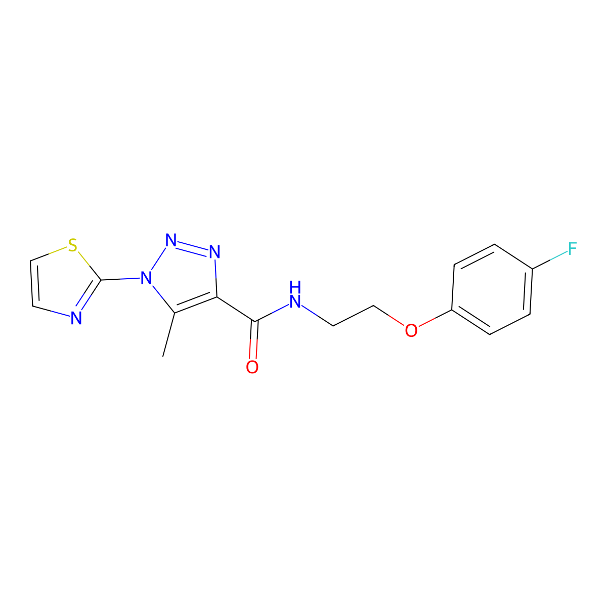 N-(2-(4-fluorophenoxy)ethyl)-5-methyl-1-(thiazol-2-yl)-1H-1,2,3-triazole-4-carboxamide molecular structure, CAS 1251559-44-0