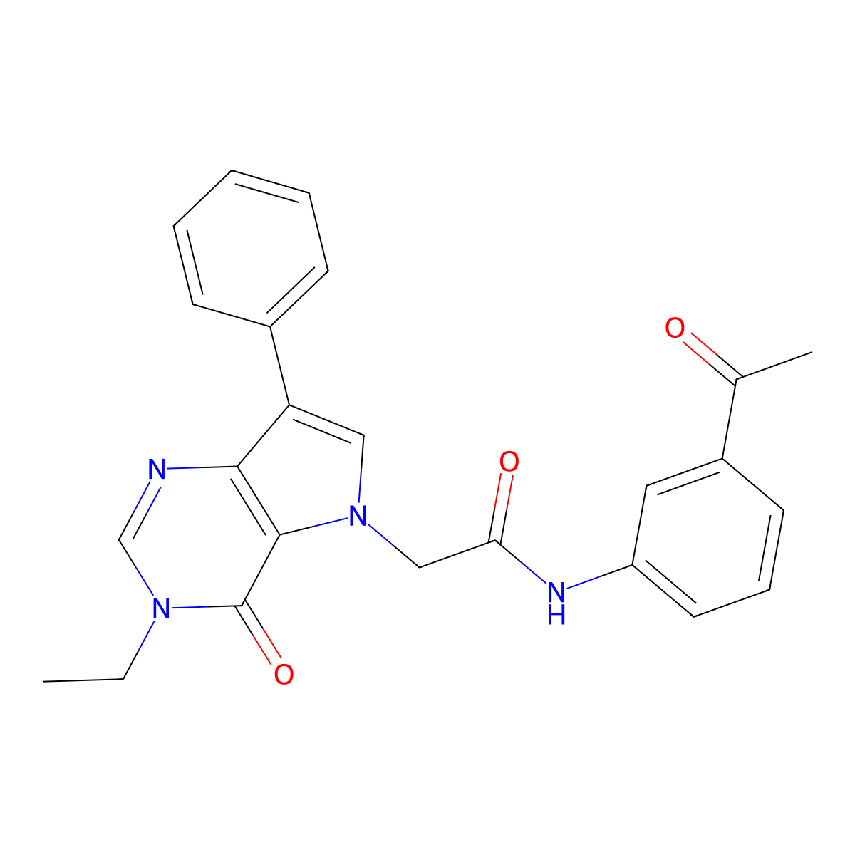 N-(3-acetylphenyl)-2-(3-ethyl-4-oxo-7-phenyl-3,4-dihydro-5H-pyrrolo[3,2-d]pyrimidin-5-yl)acetamide molecular structure, CAS 1251559-54-2