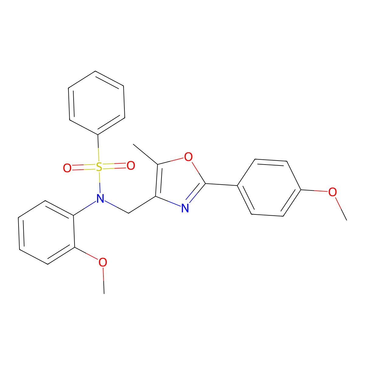 N-(2-methoxyphenyl)-N-{[2-(4-methoxyphenyl)-5-methyl-1,3-oxazol-4-yl]methyl}benzenesulfonamide molecular structure, CAS 1251559-55-3