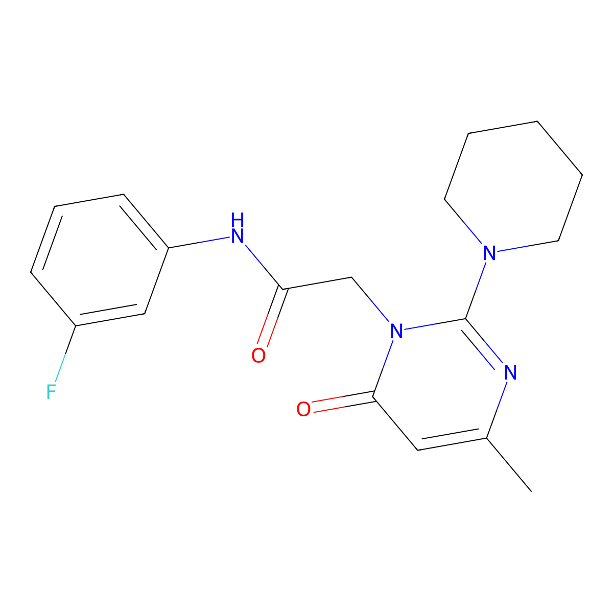 N-(3-fluorophenyl)-2-(4-methyl-6-oxo-2-(piperidin-1-yl)pyrimidin-1(6H)-yl)acetamide molecular structure, CAS 1251559-57-5
