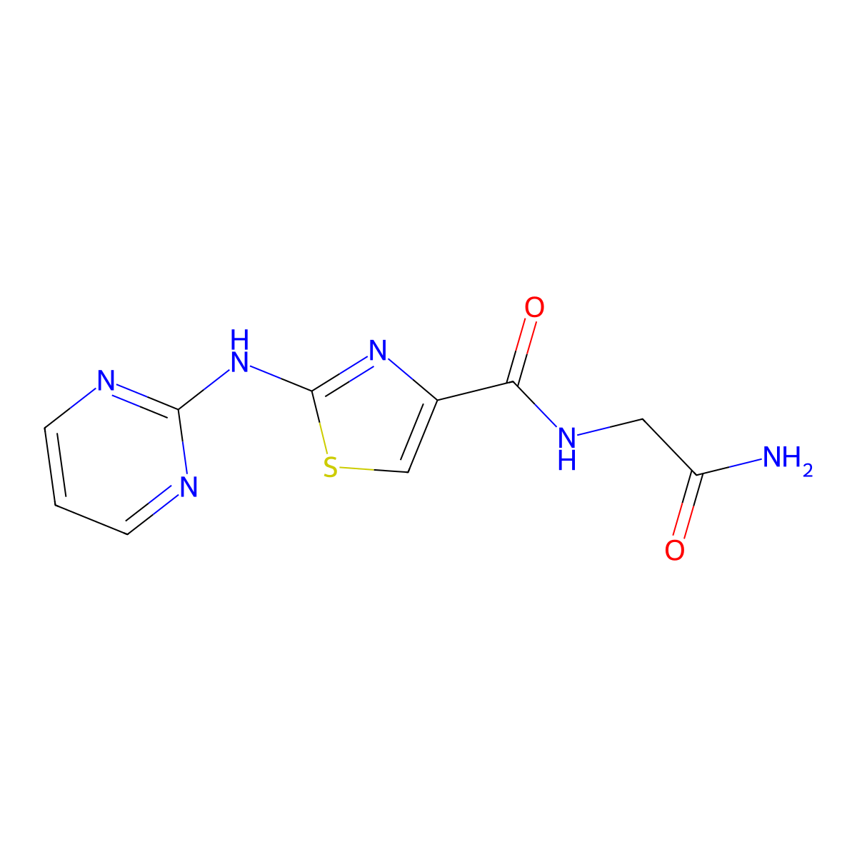 N-(2-amino-2-oxoethyl)-2-(pyrimidin-2-ylamino)thiazole-4-carboxamide molecular structure, CAS 1251559-61-1