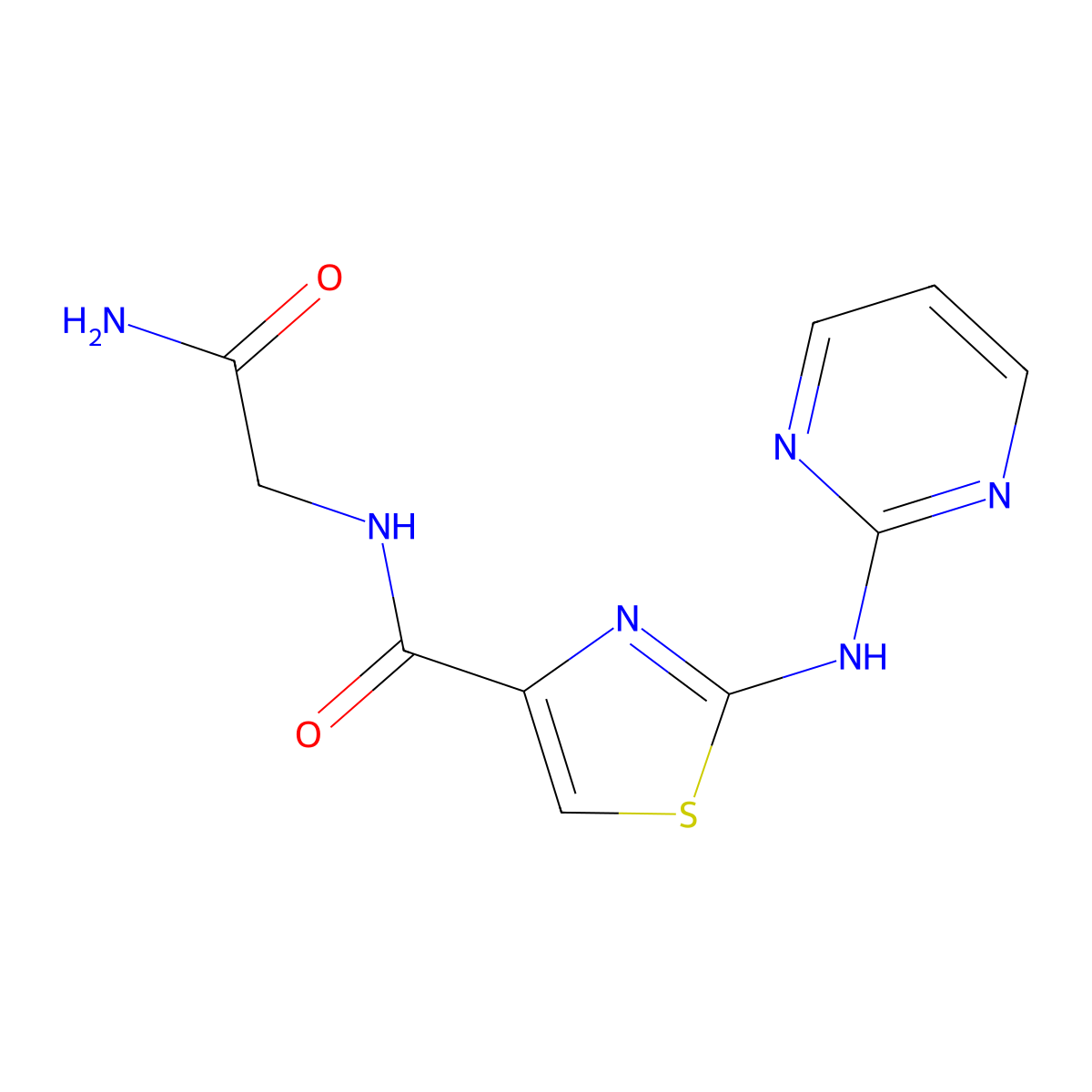 N-(2-amino-2-oxoethyl)-2-(pyrimidin-2-ylamino)thiazole-4-carboxamide molecular structure, CAS 1251559-61-1