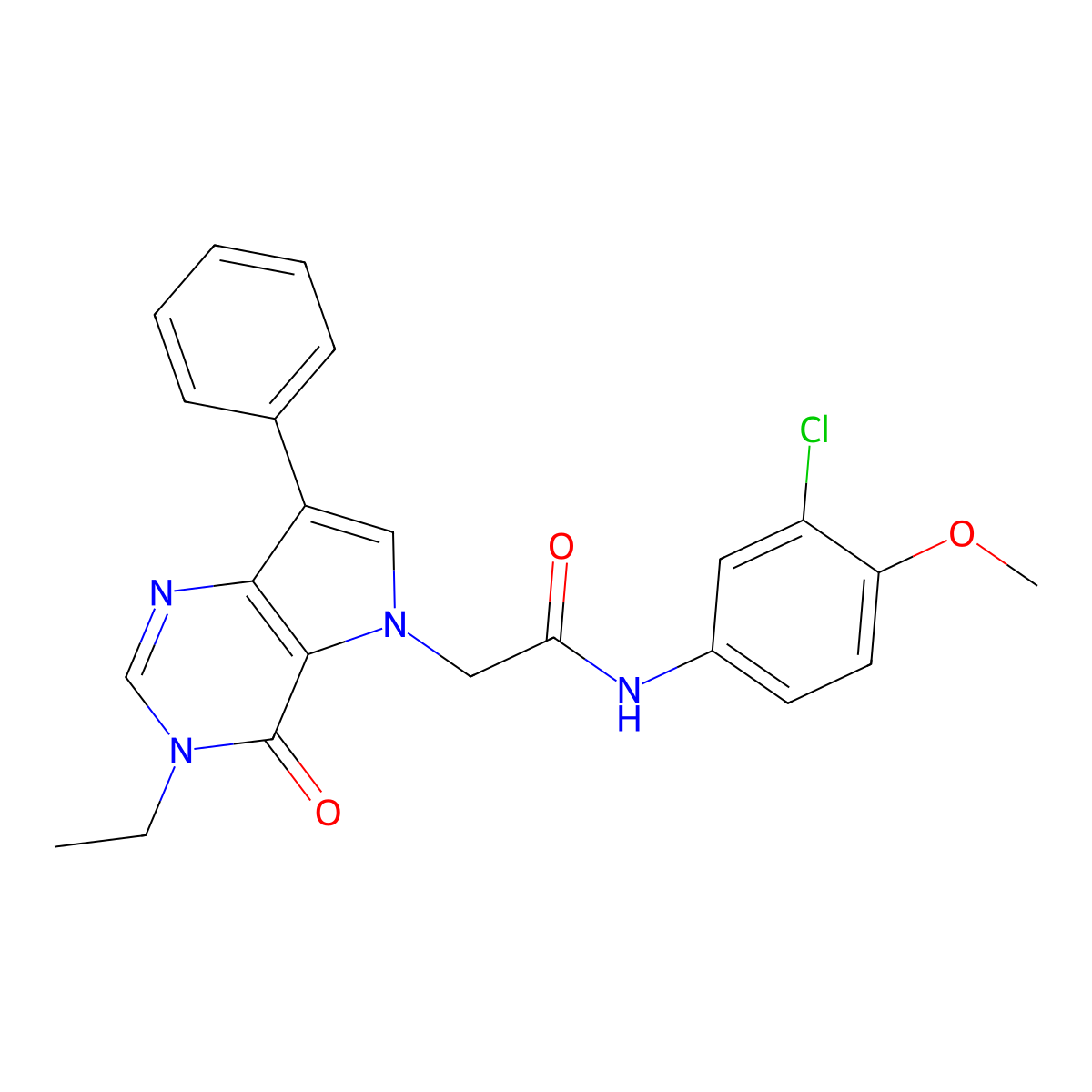 N-(3-chloro-4-methoxyphenyl)-2-(3-ethyl-4-oxo-7-phenyl-3,4-dihydro-5H-pyrrolo[3,2-d]pyrimidin-5-yl)acetamide molecular structure, CAS 1251559-64-4