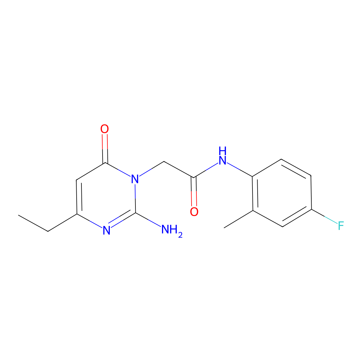 2-(2-amino-4-ethyl-6-oxopyrimidin-1(6H)-yl)-N-(4-fluoro-2-methylphenyl)acetamide molecular structure, CAS 1251559-66-6