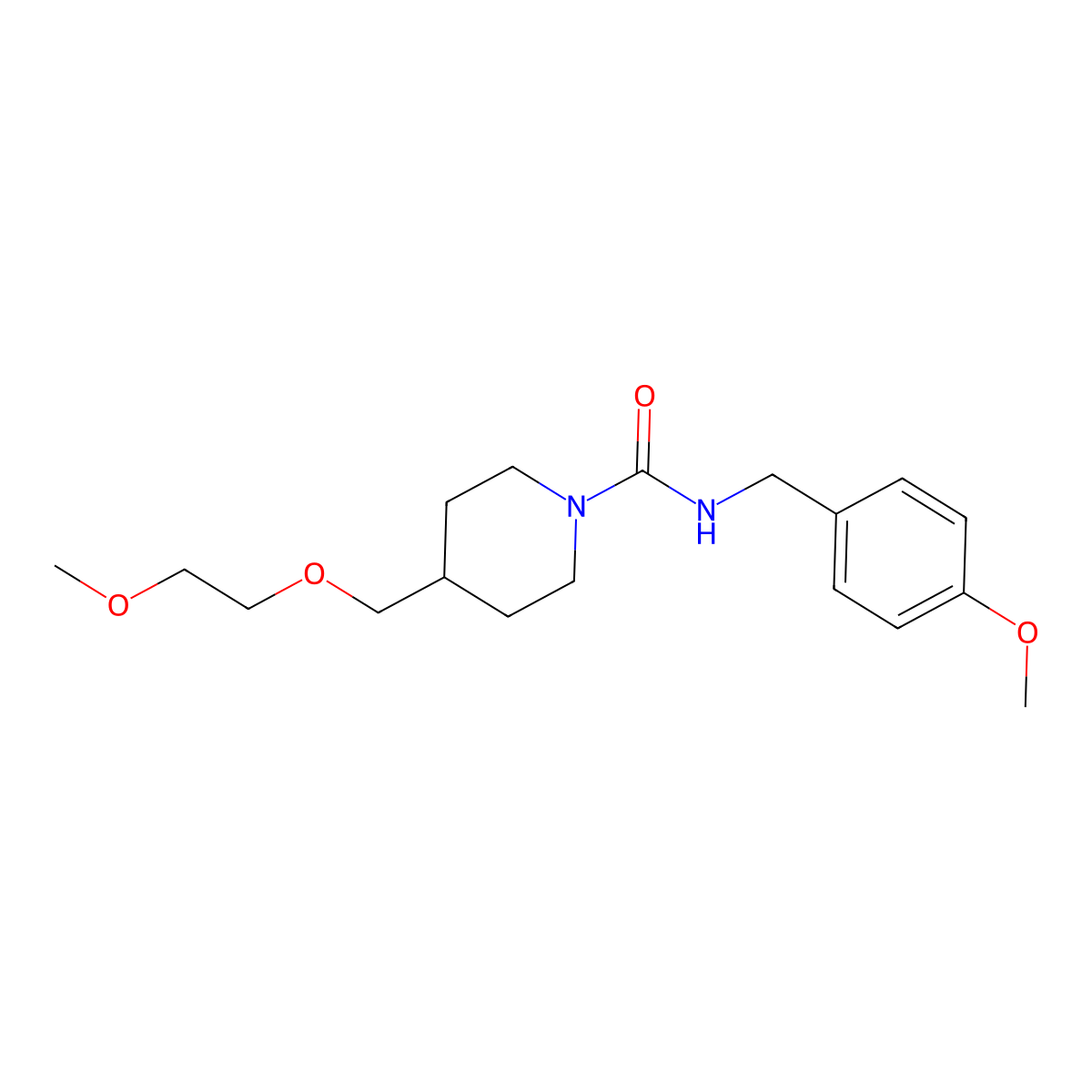 N-(4-methoxybenzyl)-4-((2-methoxyethoxy)methyl)piperidine-1-carboxamide molecular structure, CAS 1251559-67-7