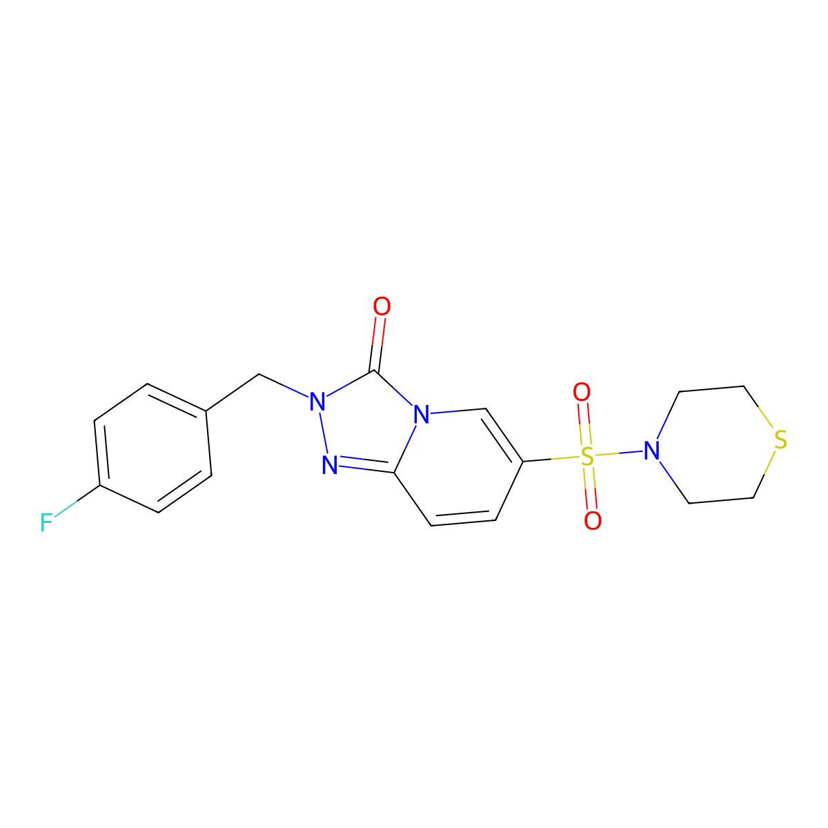 2-(4-fluorobenzyl)-6-(thiomorpholinosulfonyl)-[1,2,4]triazolo[4,3-a]pyridin-3(2H)-one molecular structure, CAS 1251559-68-8