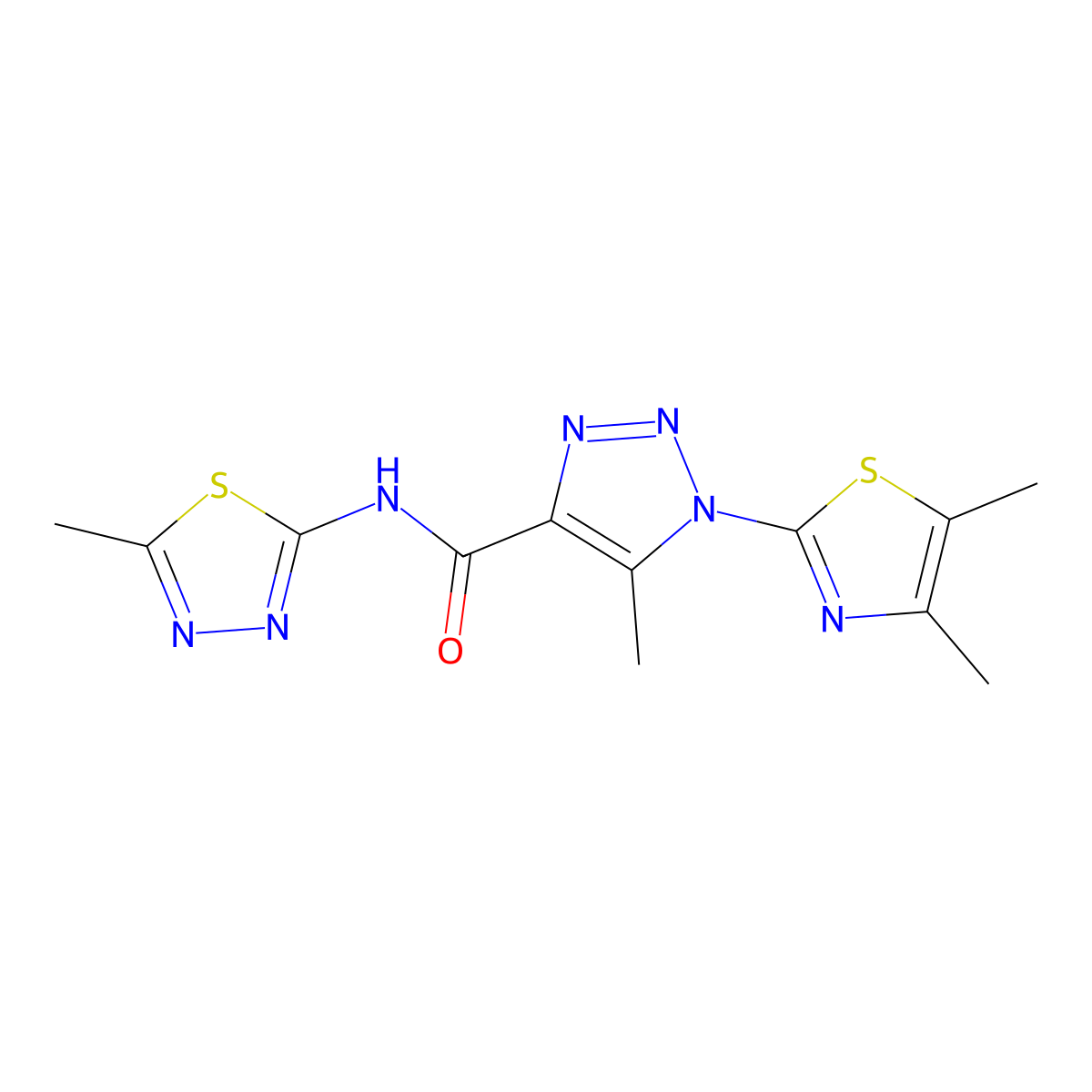 1-(4,5-dimethylthiazol-2-yl)-5-methyl-N-(5-methyl-1,3,4-thiadiazol-2-yl)-1H-1,2,3-triazole-4-carboxamide molecular structure, CAS 1251559-69-9