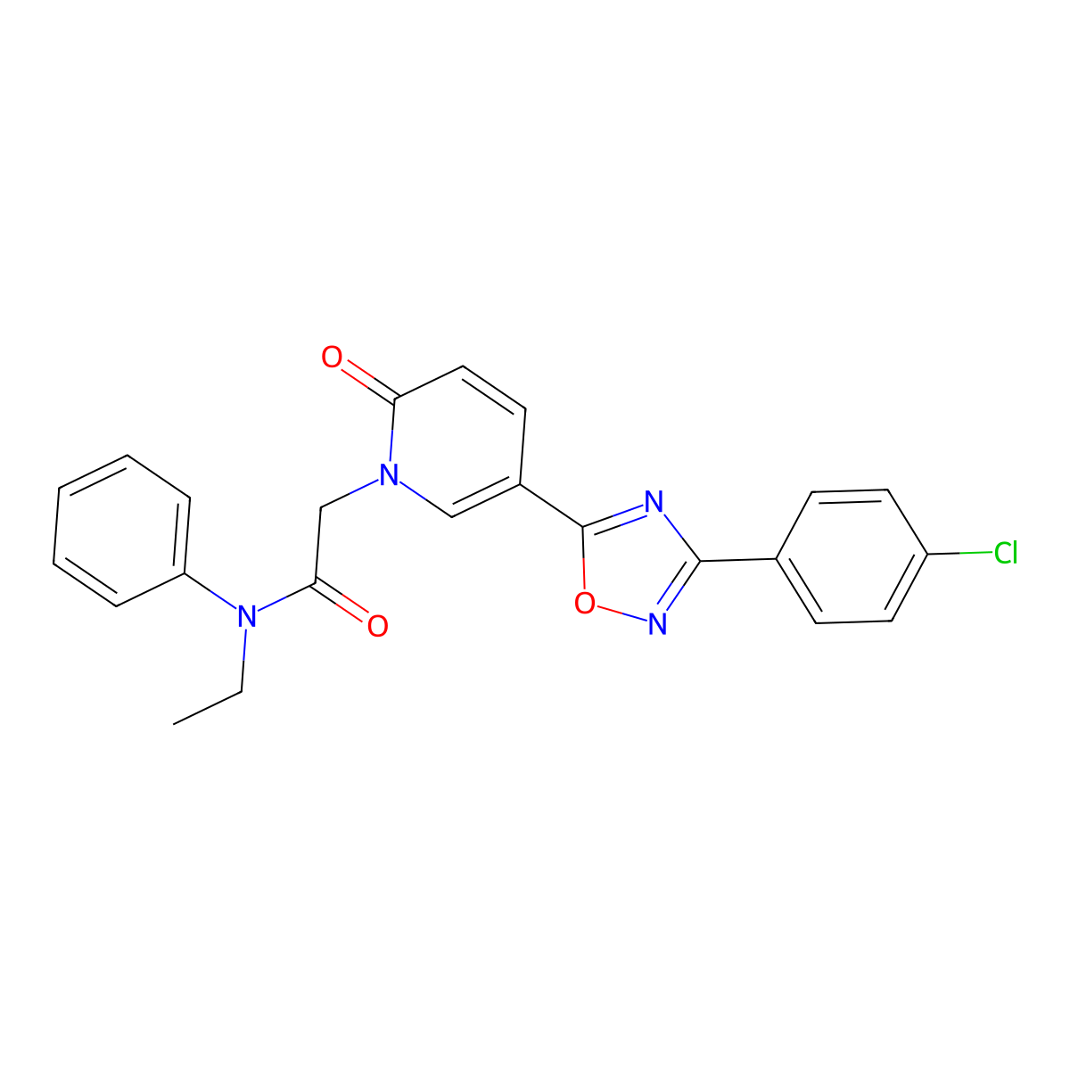 2-(5-(3-(4-chlorophenyl)-1,2,4-oxadiazol-5-yl)-2-oxopyridin-1(2H)-yl)-N-ethyl-N-phenylacetamide molecular structure, CAS 1251559-71-3