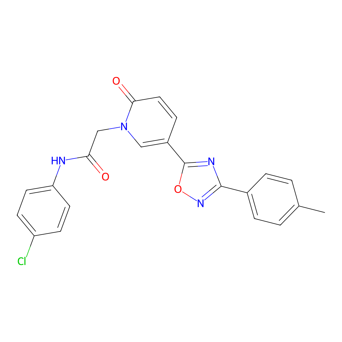 N-(4-chlorophenyl)-2-(2-oxo-5-(3-(p-tolyl)-1,2,4-oxadiazol-5-yl)pyridin-1(2H)-yl)acetamide molecular structure, CAS 1251559-77-9