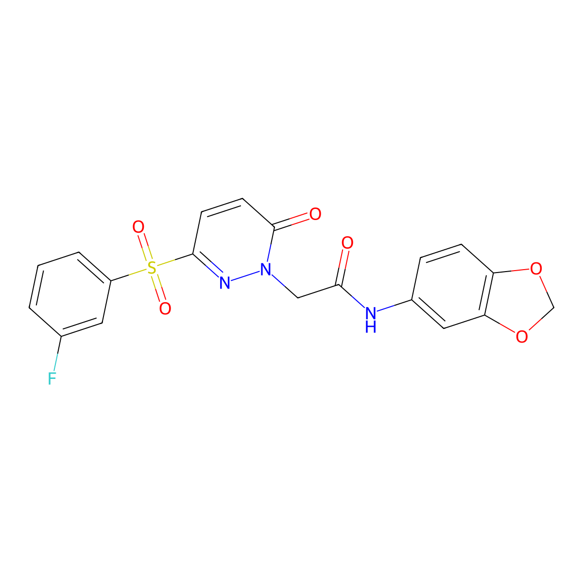 N-(2H-1,3-benzodioxol-5-yl)-2-[3-(3-fluorobenzenesulfonyl)-6-oxo-1,6-dihydropyridazin-1-yl]acetamide molecular structure, CAS 1251559-78-0