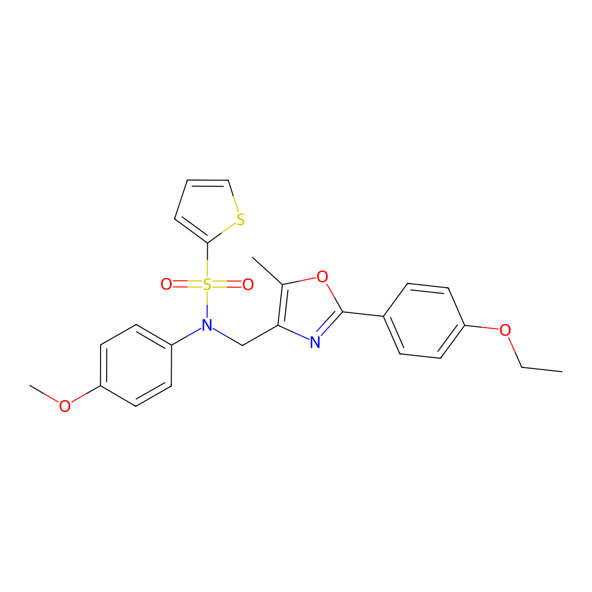 N-{[2-(4-ethoxyphenyl)-5-methyl-1,3-oxazol-4-yl]methyl}-N-(4-methoxyphenyl)thiophene-2-sulfonamide molecular structure, CAS 1251559-80-4