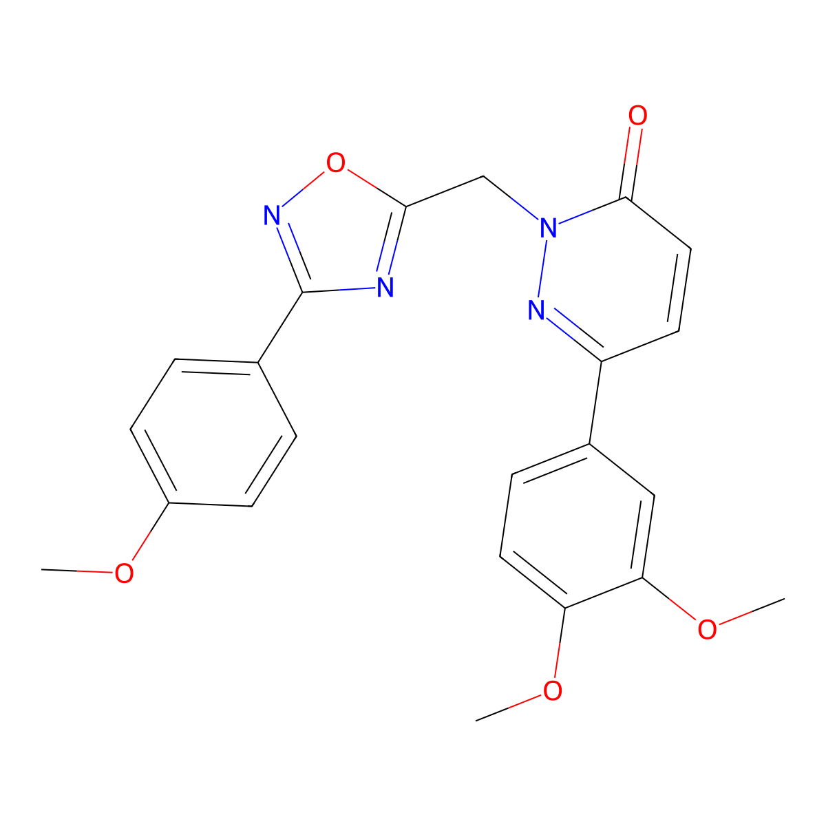 6-(3,4-dimethoxyphenyl)-2-((3-(4-methoxyphenyl)-1,2,4-oxadiazol-5-yl)methyl)pyridazin-3(2H)-one molecular structure, CAS 1251559-82-6