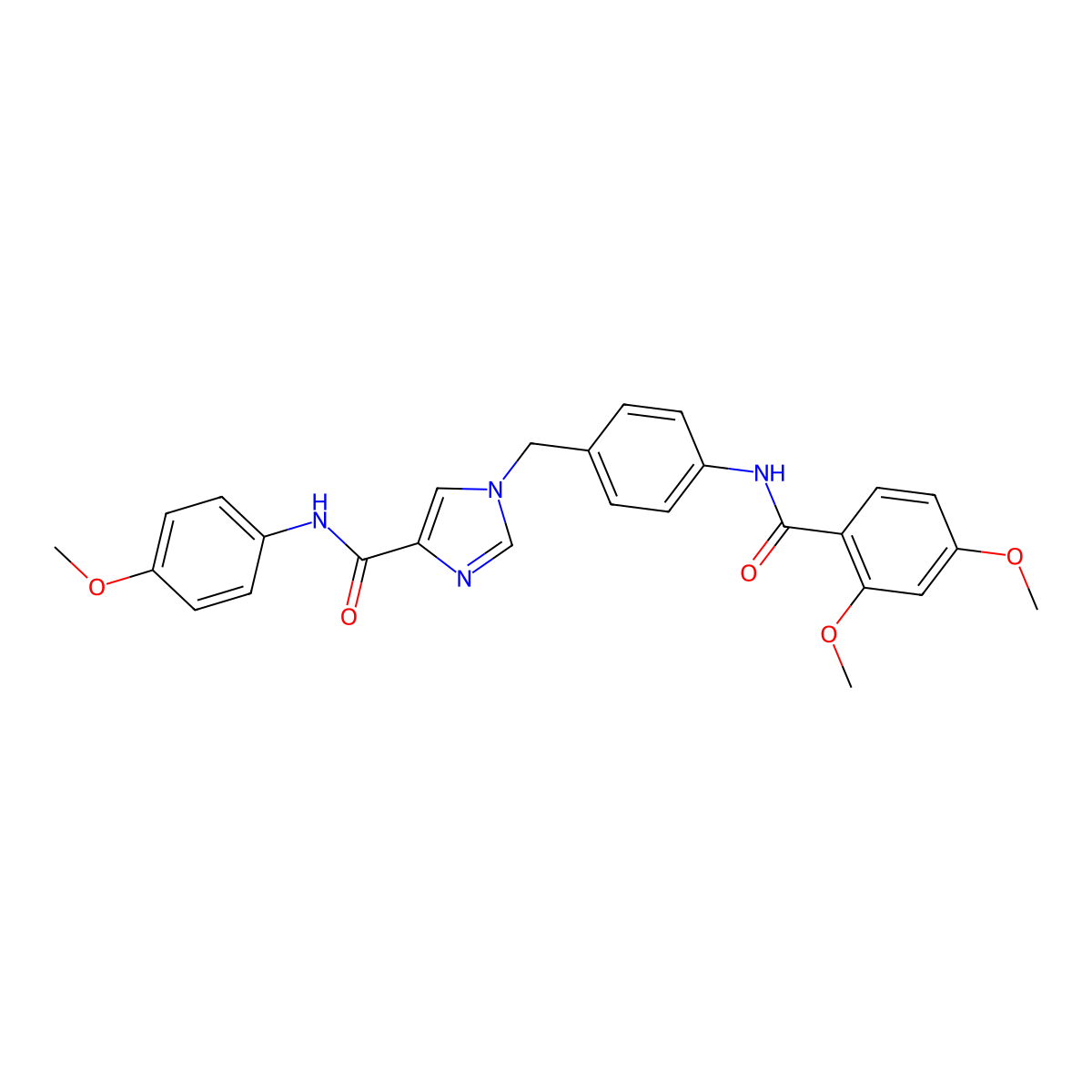 1-{[4-(2,4-dimethoxybenzamido)phenyl]methyl}-N-(4-methoxyphenyl)-1H-imidazole-4-carboxamide molecular structure, CAS 1251559-85-9
