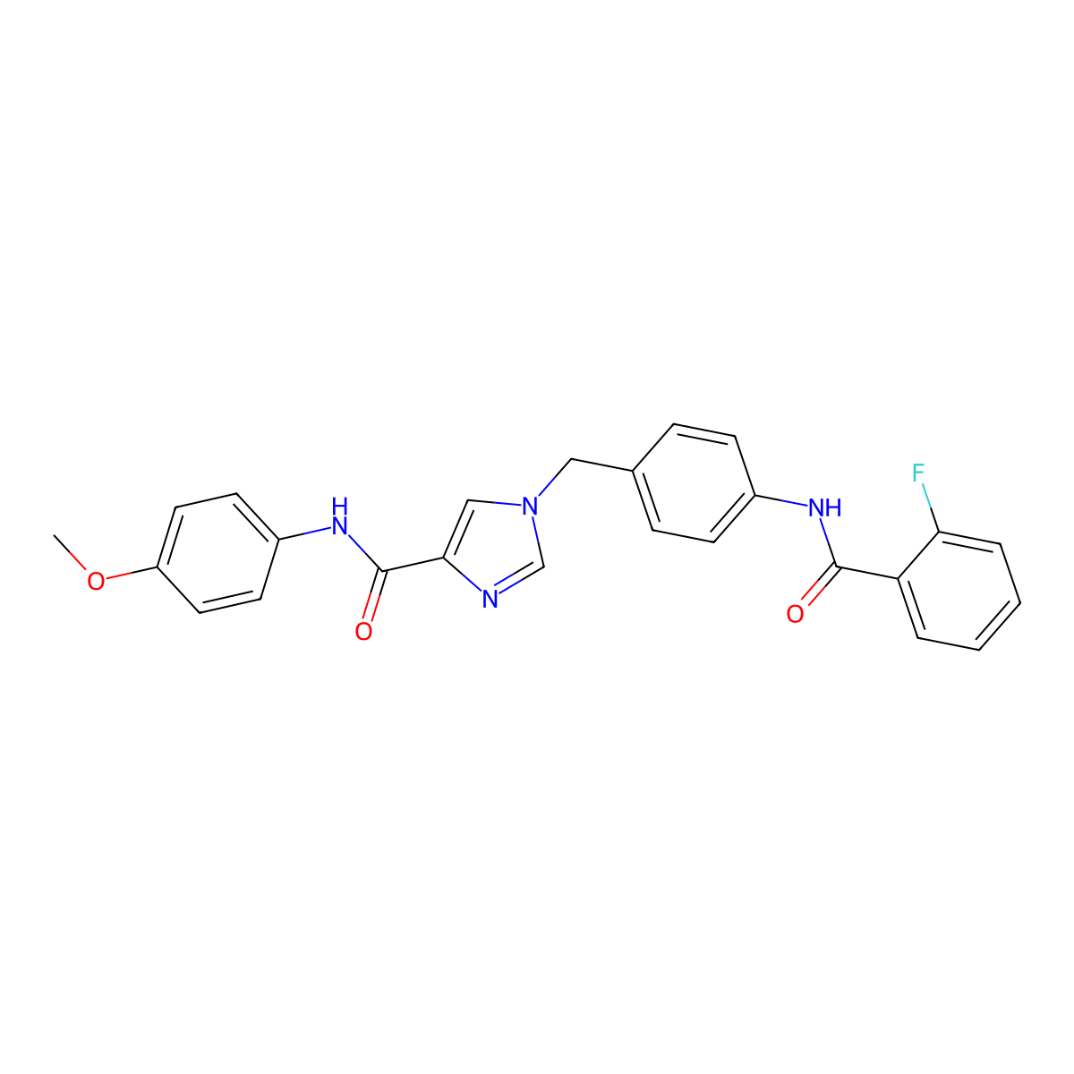 1-(4-(2-fluorobenzamido)benzyl)-N-(4-methoxyphenyl)-1H-imidazole-4-carboxamide molecular structure, CAS 1251559-87-1