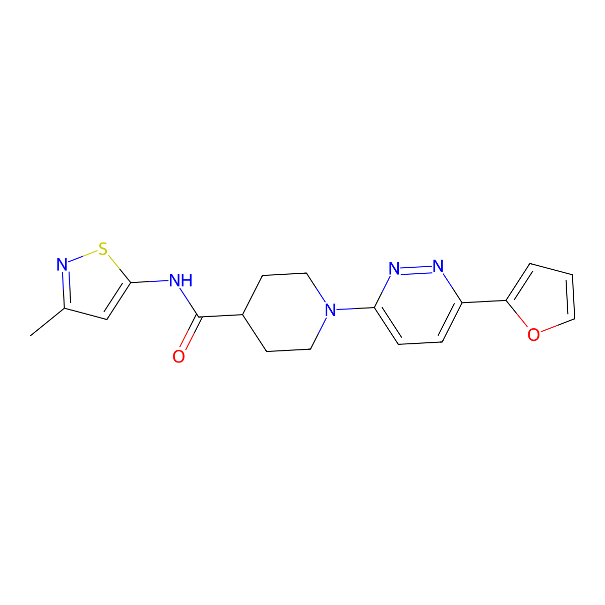 1-(6-(furan-2-yl)pyridazin-3-yl)-N-(3-methylisothiazol-5-yl)piperidine-4-carboxamide molecular structure, CAS 1251559-89-3