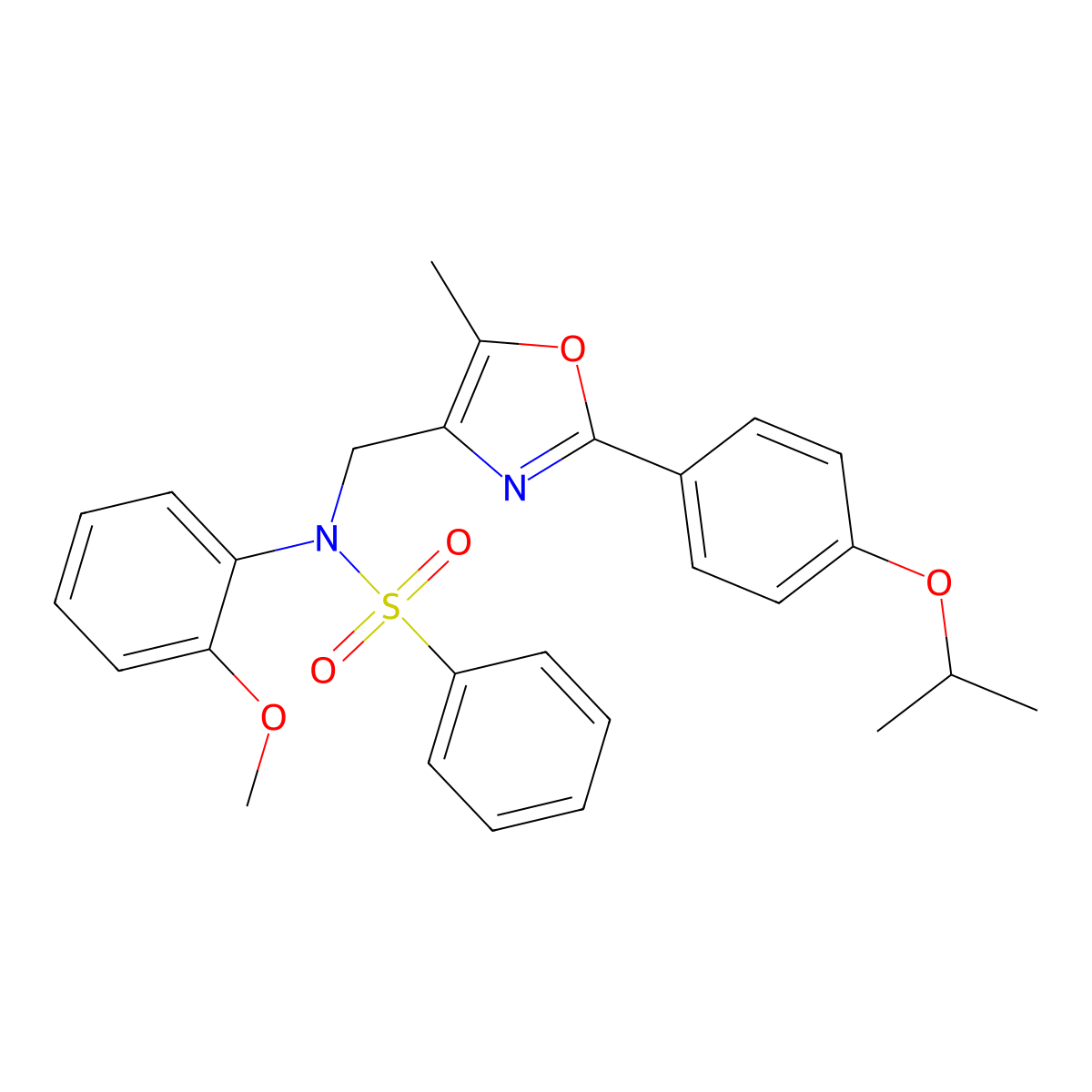 N-(2-methoxyphenyl)-N-({5-methyl-2-[4-(propan-2-yloxy)phenyl]-1,3-oxazol-4-yl}methyl)benzenesulfonamide molecular structure, CAS 1251559-90-6