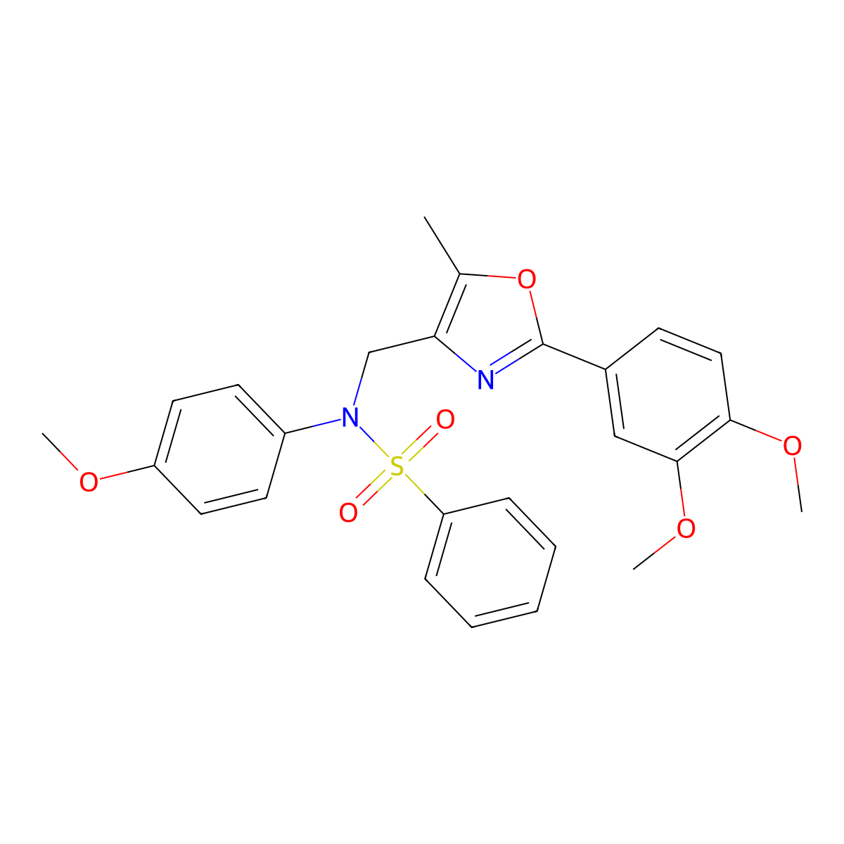 N-{[2-(3,4-dimethoxyphenyl)-5-methyl-1,3-oxazol-4-yl]methyl}-N-(4-methoxyphenyl)benzenesulfonamide molecular structure, CAS 1251559-94-0