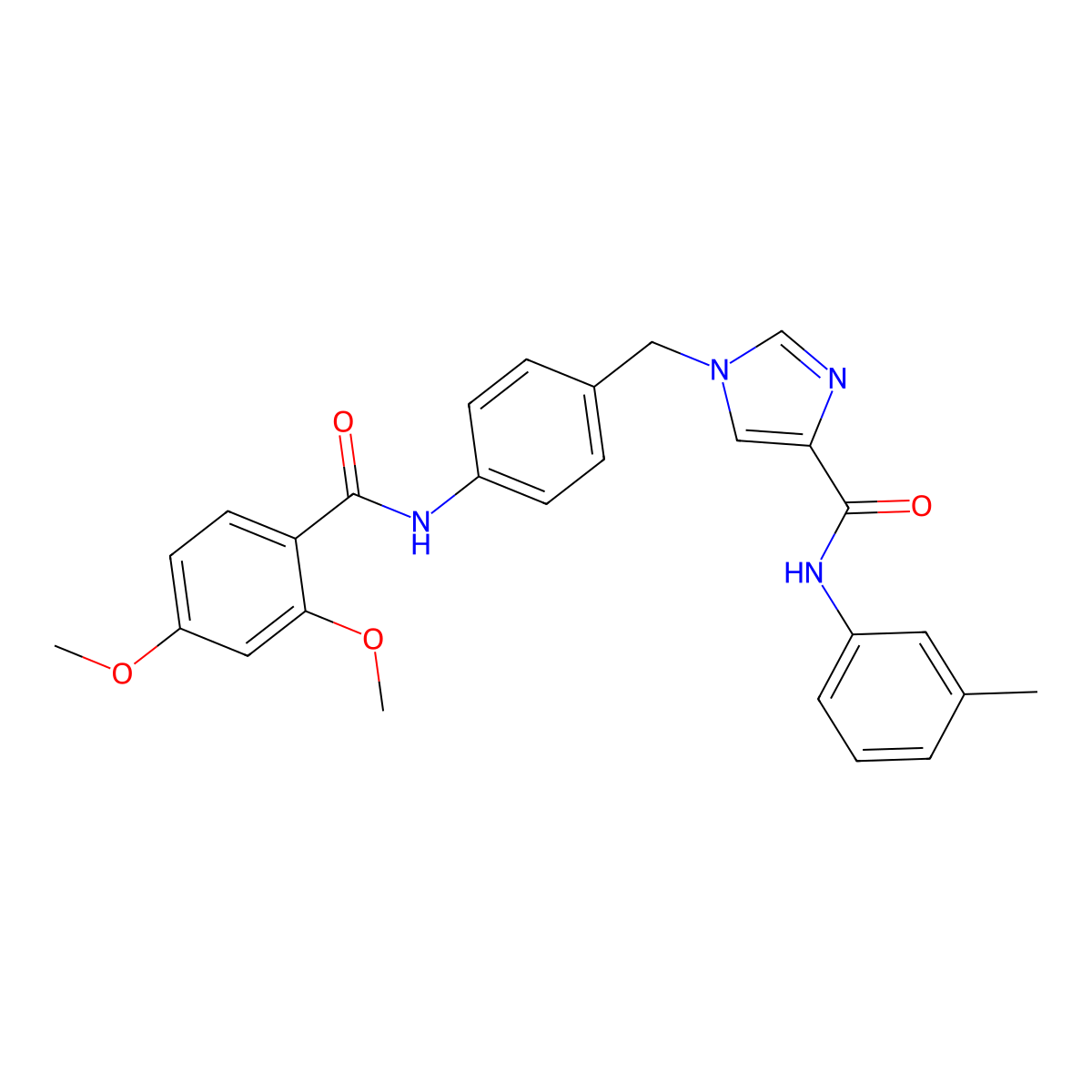 1-{[4-(2,4-dimethoxybenzamido)phenyl]methyl}-N-(3-methylphenyl)-1H-imidazole-4-carboxamide molecular structure, CAS 1251559-95-1