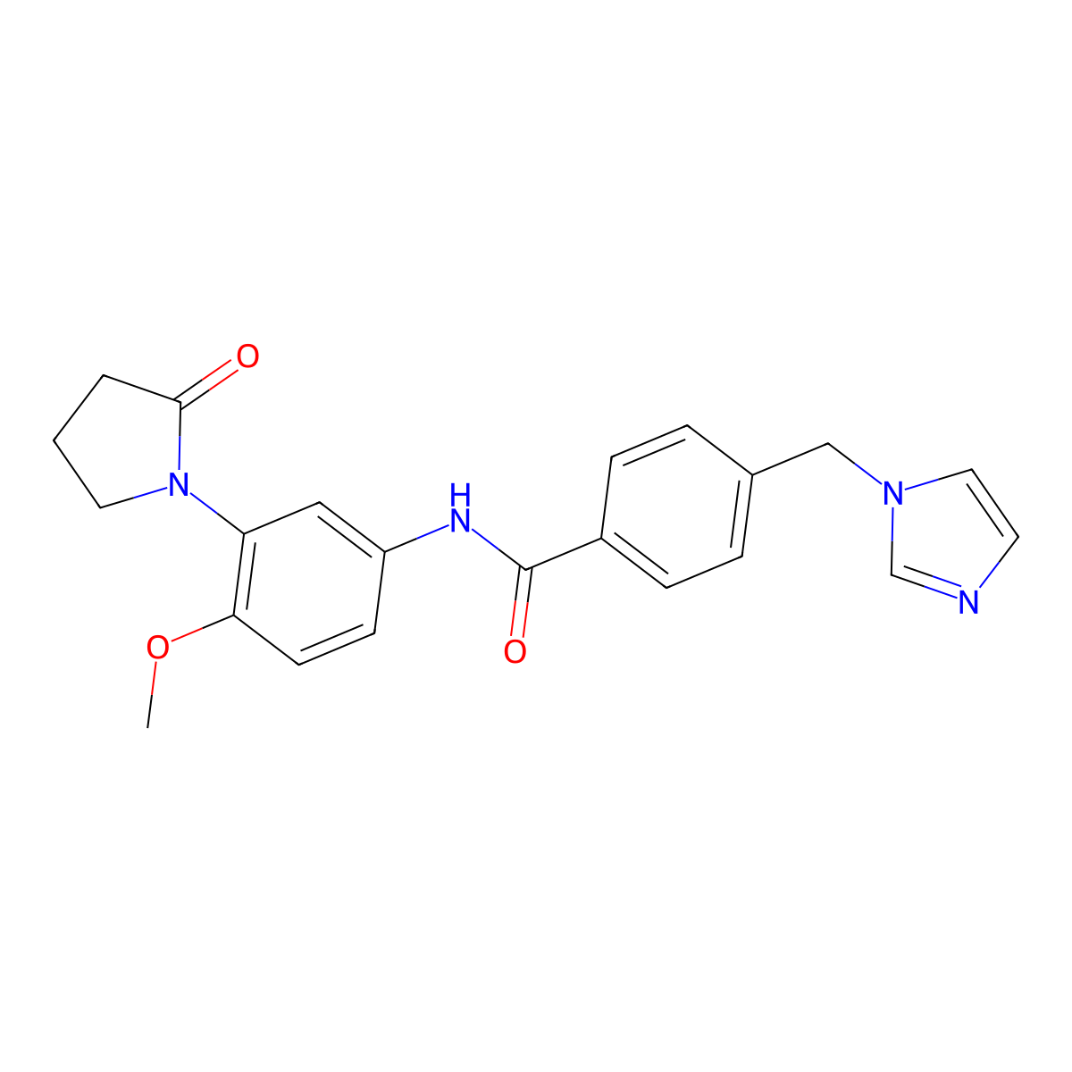 4-((1H-imidazol-1-yl)methyl)-N-(4-methoxy-3-(2-oxopyrrolidin-1-yl)phenyl)benzamide molecular structure, CAS 1251560-12-9