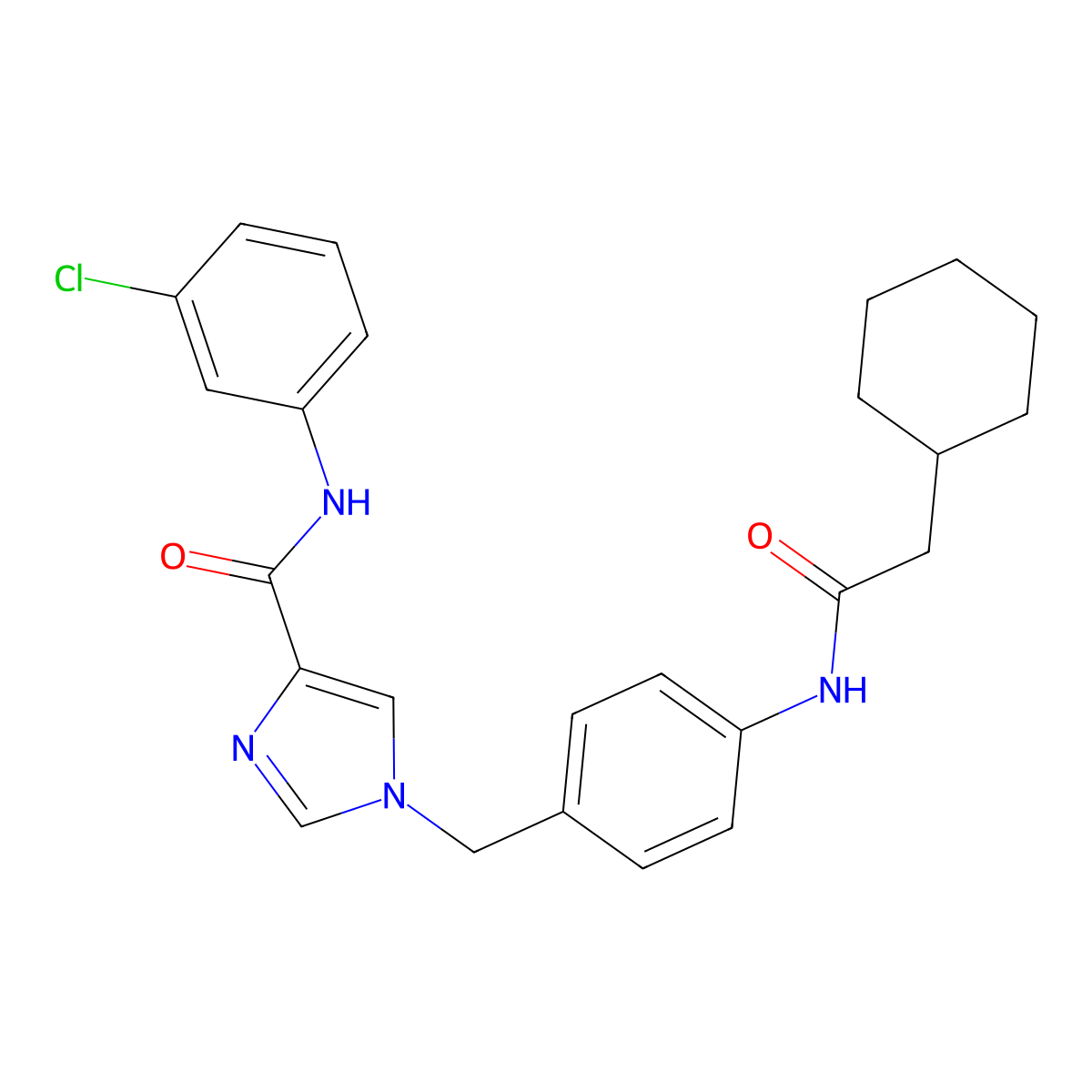 N-(3-chlorophenyl)-1-(4-(2-cyclohexylacetamido)benzyl)-1H-imidazole-4-carboxamide molecular structure, CAS 1251560-15-2