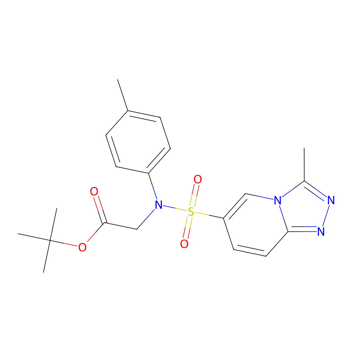 tert-butyl 2-[N-(4-methylphenyl)3-methyl-[1,2,4]triazolo[4,3-a]pyridine-6-sulfonamido]acetate molecular structure, CAS 1251560-16-3