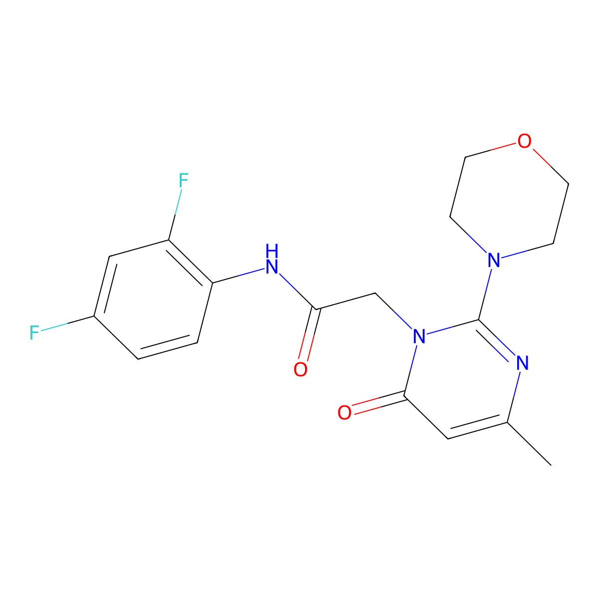 N-(2,4-difluorophenyl)-2-[4-methyl-2-(morpholin-4-yl)-6-oxo-1,6-dihydropyrimidin-1-yl]acetamide molecular structure, CAS 1251560-17-4