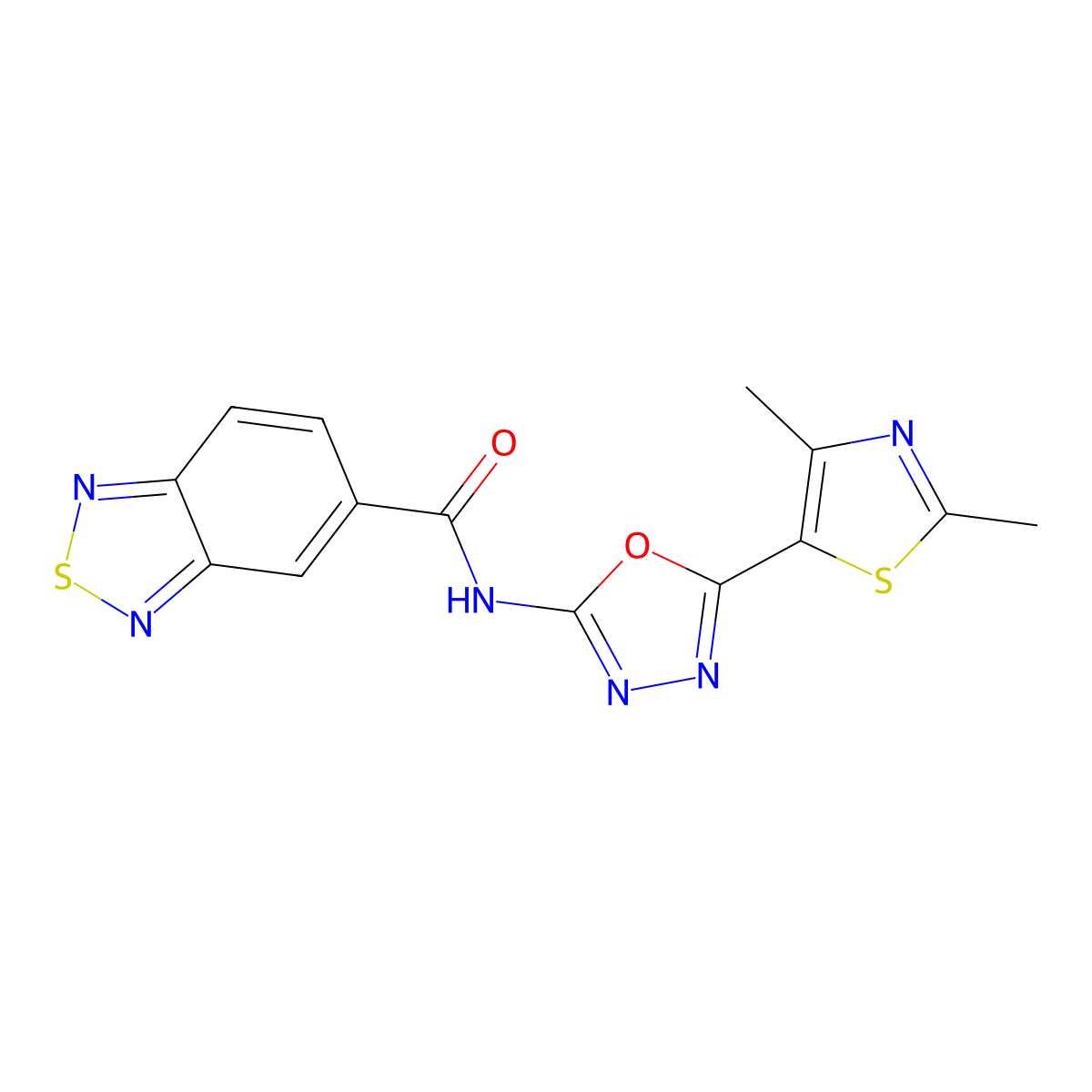 N-(5-(2,4-dimethylthiazol-5-yl)-1,3,4-oxadiazol-2-yl)benzo[c][1,2,5]thiadiazole-5-carboxamide molecular structure, CAS 1251560-20-9