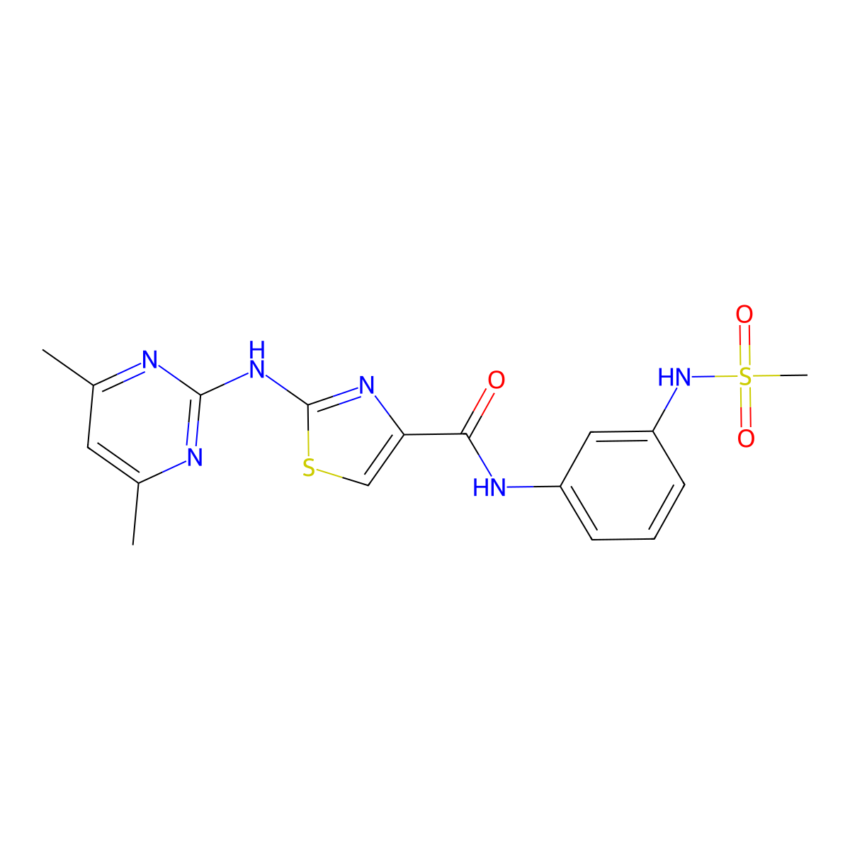 2-[(4,6-dimethylpyrimidin-2-yl)amino]-N-(3-methanesulfonamidophenyl)-1,3-thiazole-4-carboxamide molecular structure, CAS 1251560-22-1