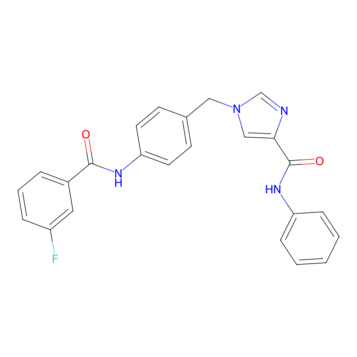 1-(4-(3-fluorobenzamido)benzyl)-N-phenyl-1H-imidazole-4-carboxamide molecular structure, CAS 1251560-31-2