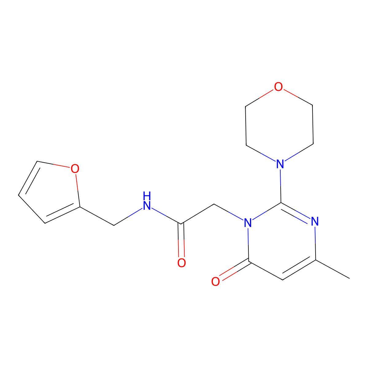 N-[(furan-2-yl)methyl]-2-[4-methyl-2-(morpholin-4-yl)-6-oxo-1,6-dihydropyrimidin-1-yl]acetamide molecular structure, CAS 1251560-33-4