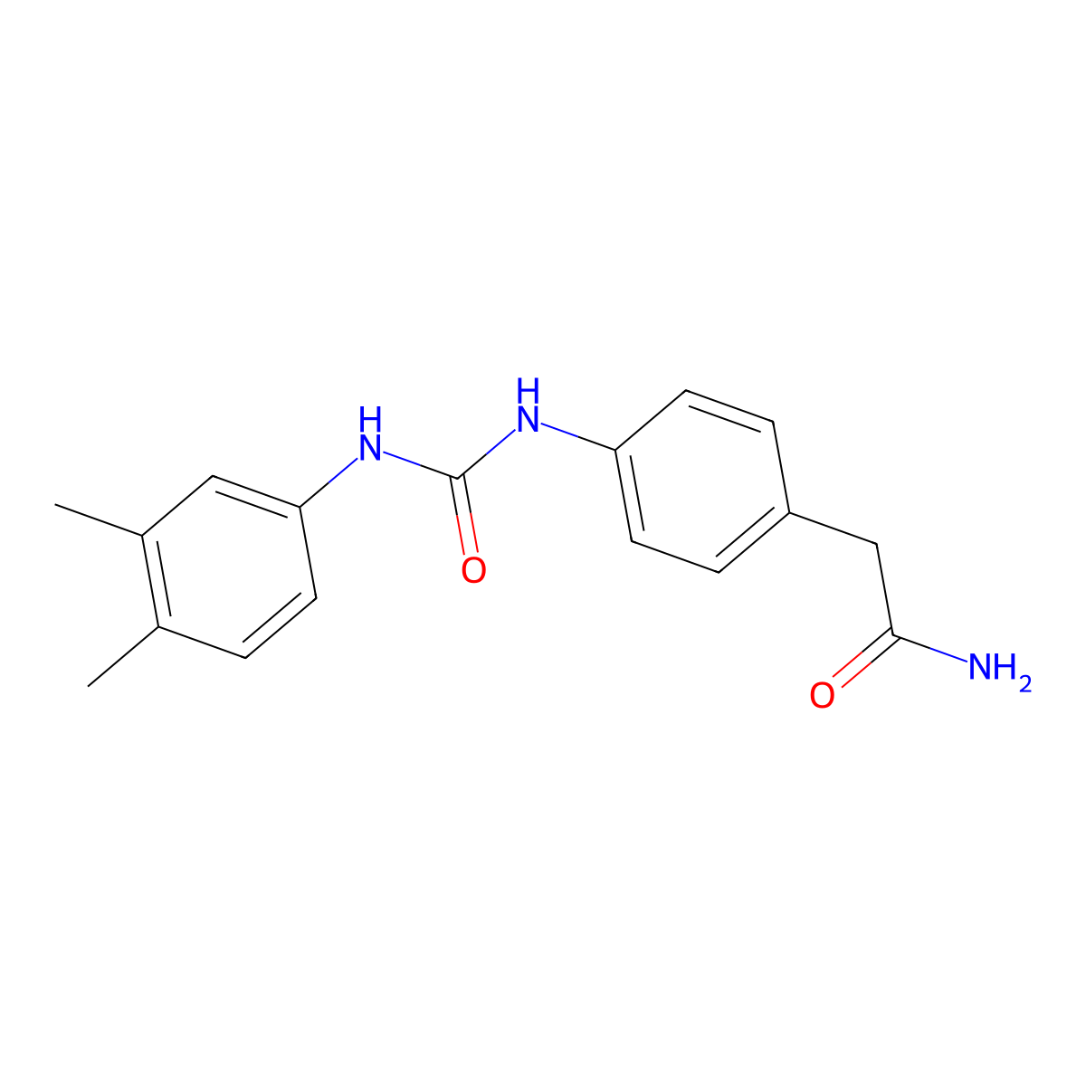2-(4-(3-(3,4-Dimethylphenyl)ureido)phenyl)acetamide molecular structure, CAS 1251560-34-5